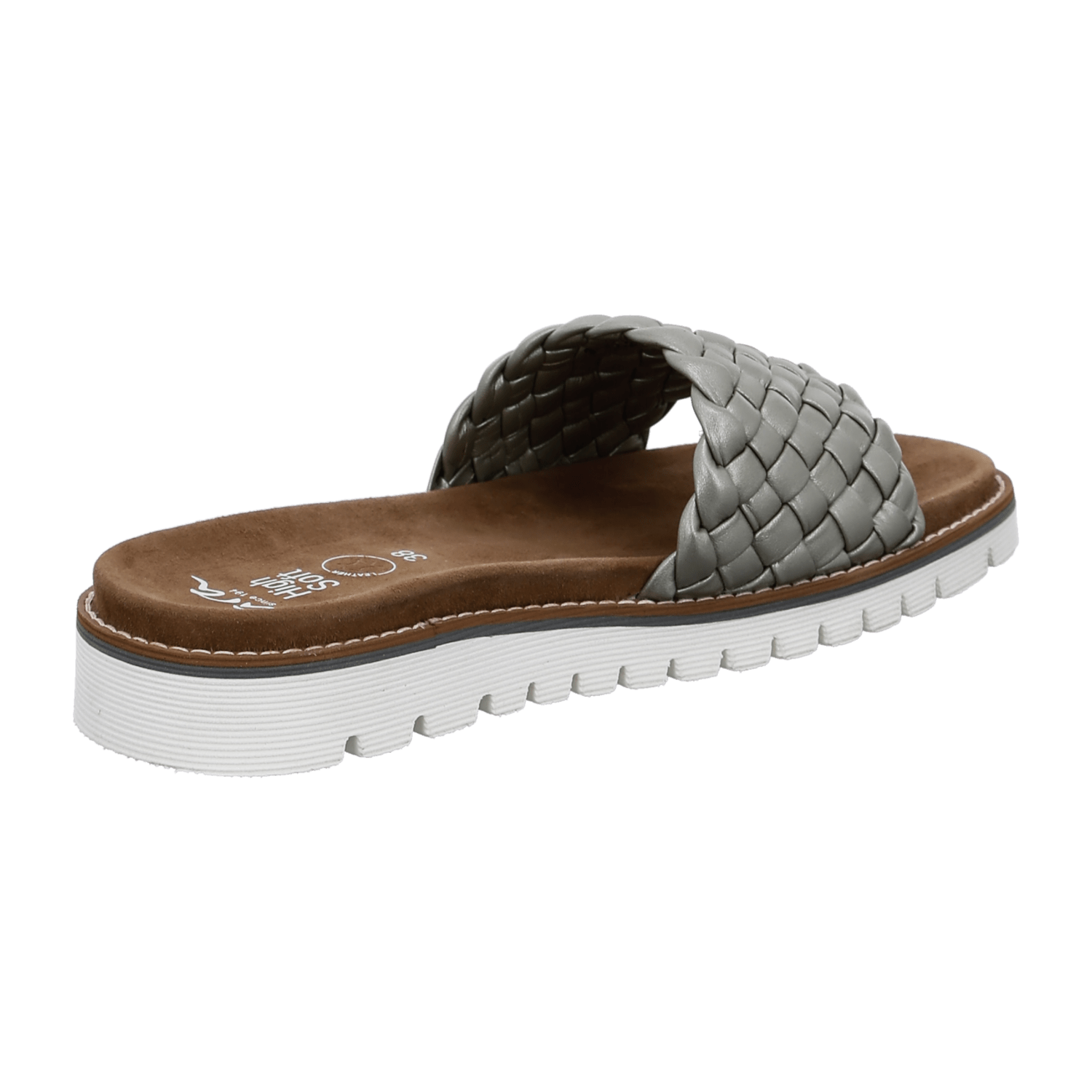 ARA Kent Sport Sandals for Women in Grey Smooth Leather with Hook-and-Loop Fastening