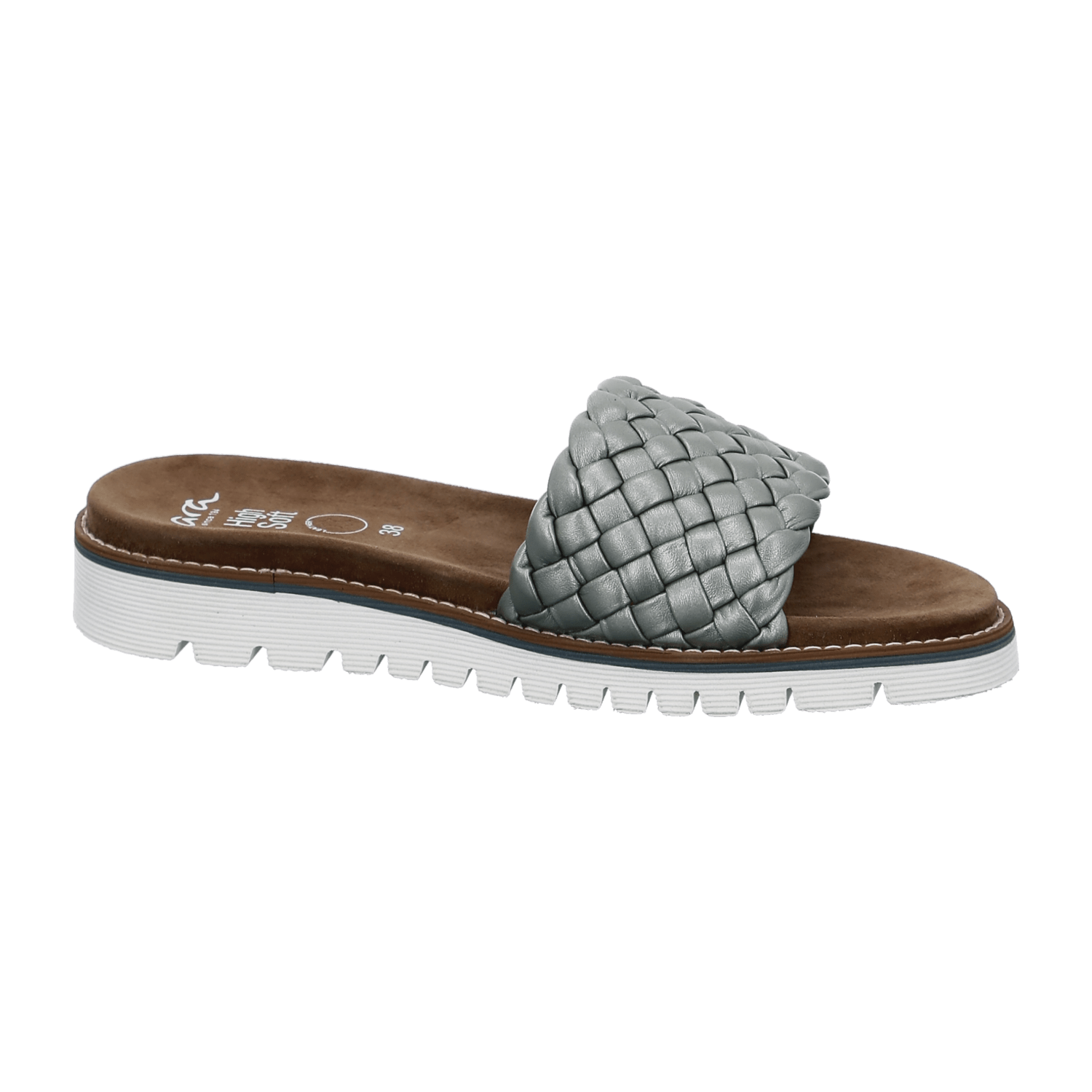 ARA Kent Sport Sandals for Women in Grey Smooth Leather with Hook-and-Loop Fastening