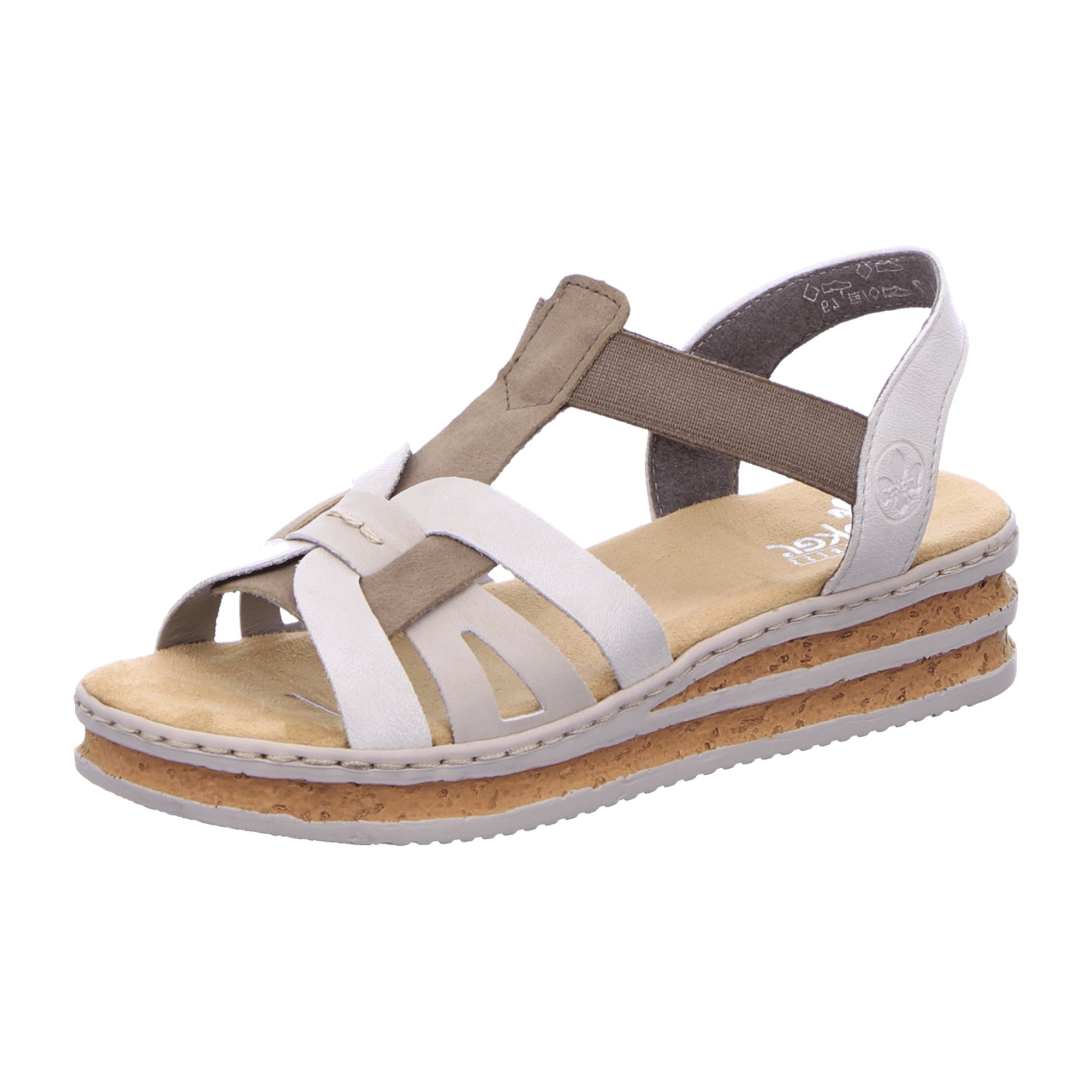 Rieker Women's White Slip-On Sandals with Wedge Heel for Spring/Summer