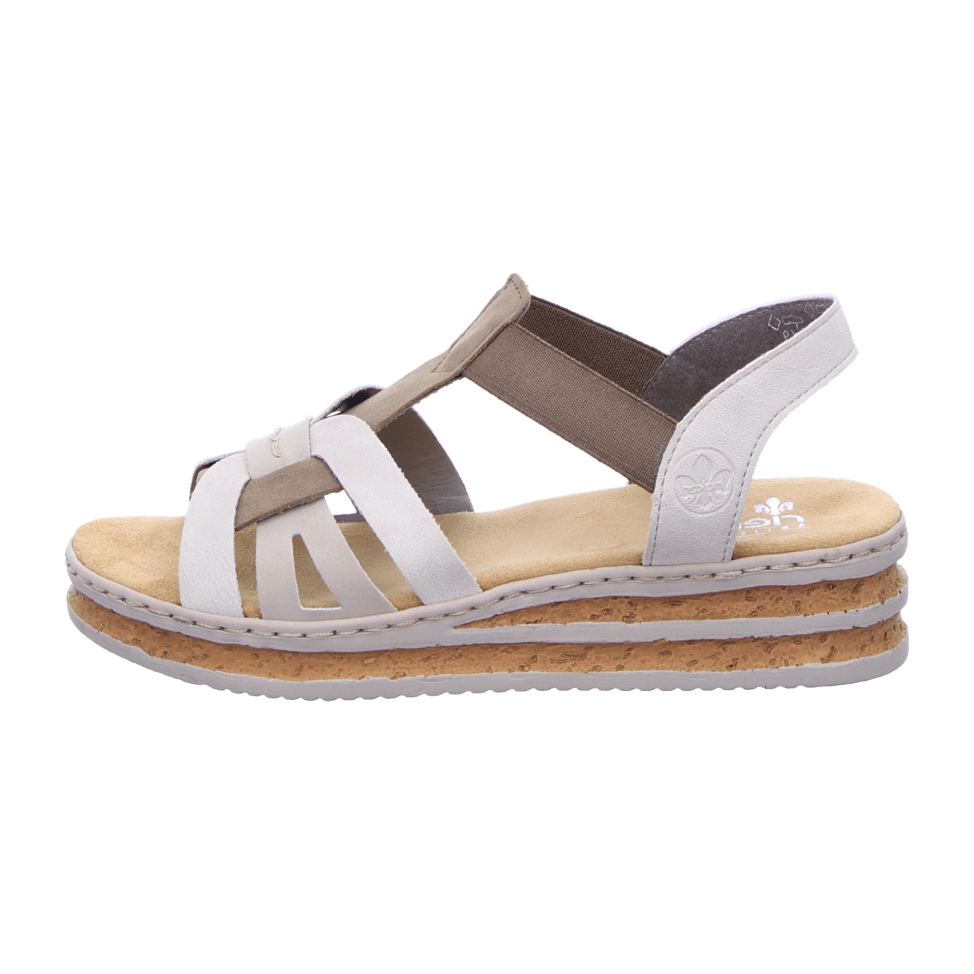 Rieker Women's White Slip-On Sandals with Wedge Heel for Spring/Summer
