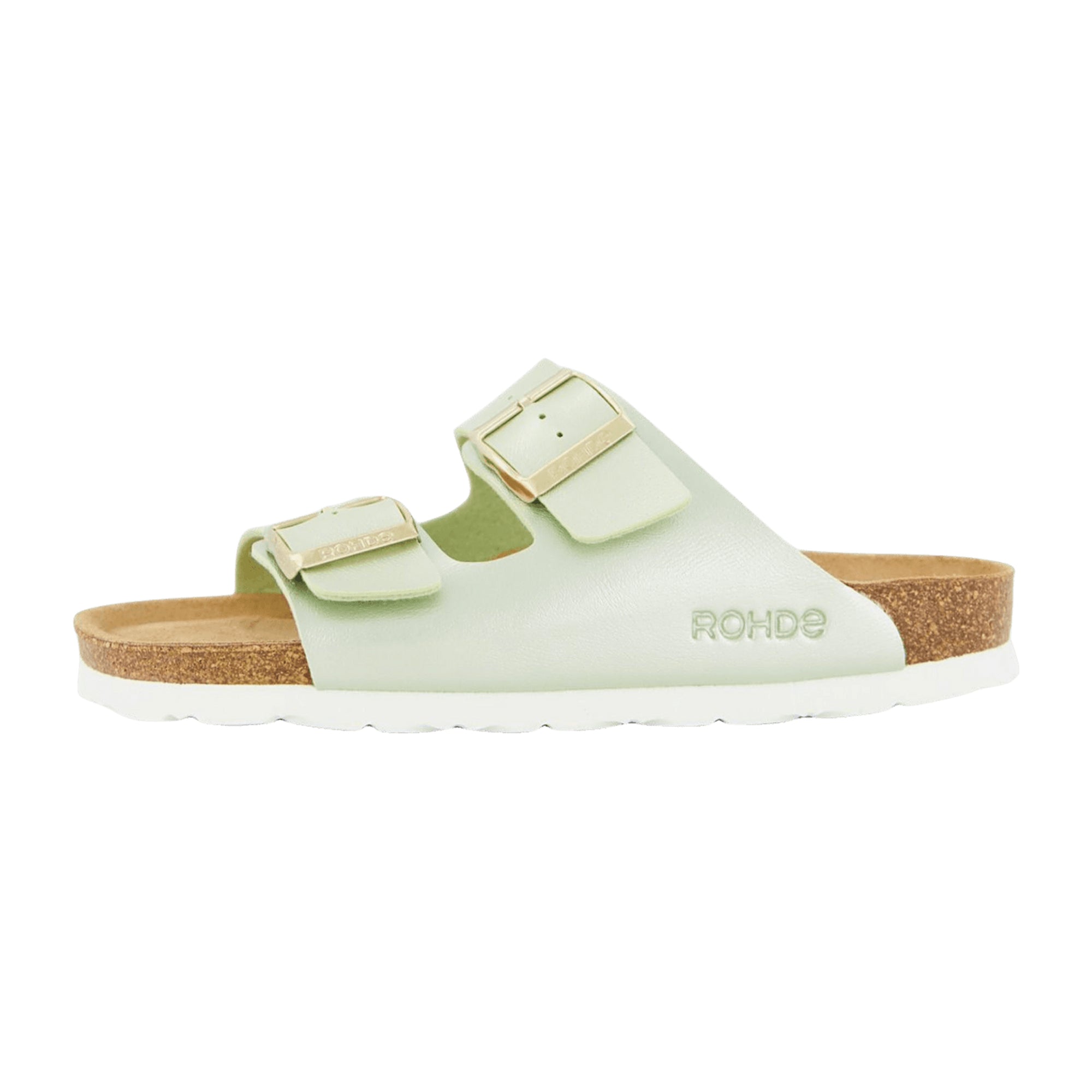 Rohde Classic Women's Green Mules with Buckle, Flat Sole, Synthetic Upper