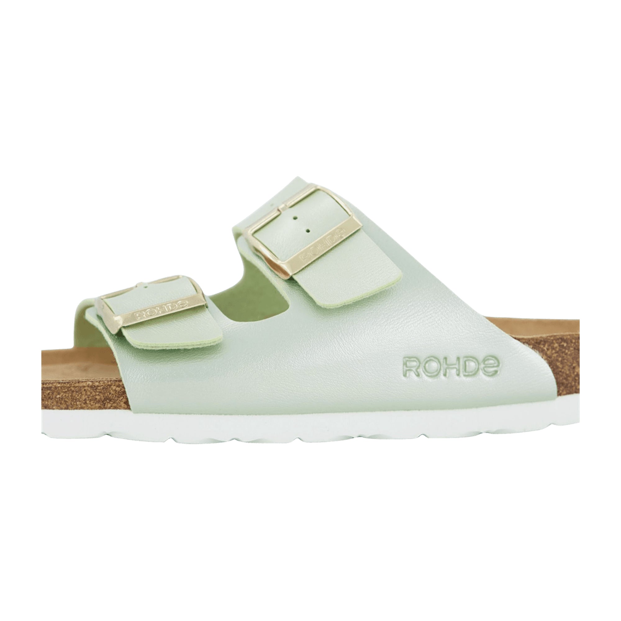 Rohde Classic Women's Green Mules with Buckle, Flat Sole, Synthetic Upper