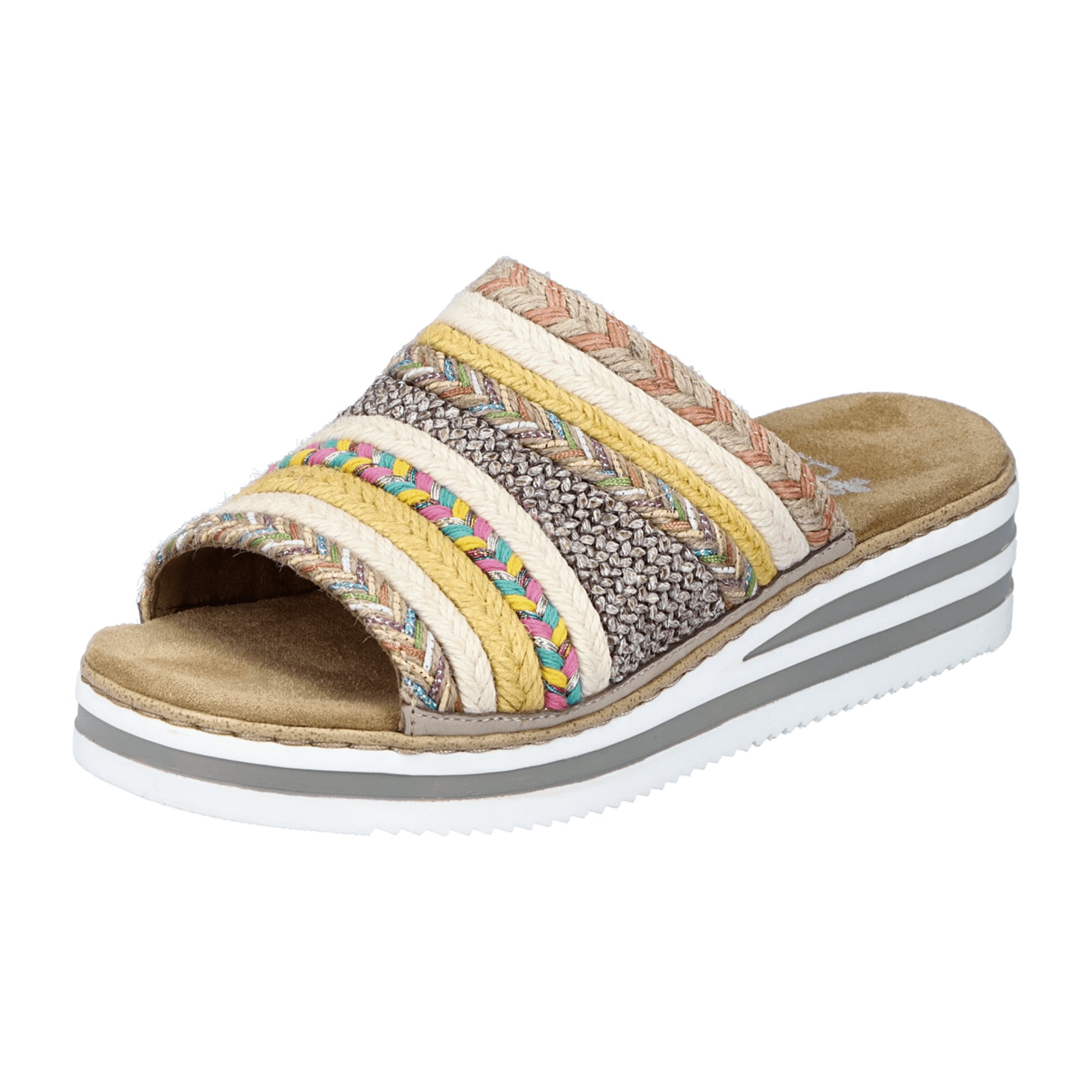 Rieker Beige Women's Wedge Sandals Slip-On Spring Summer Comfortable Footwear