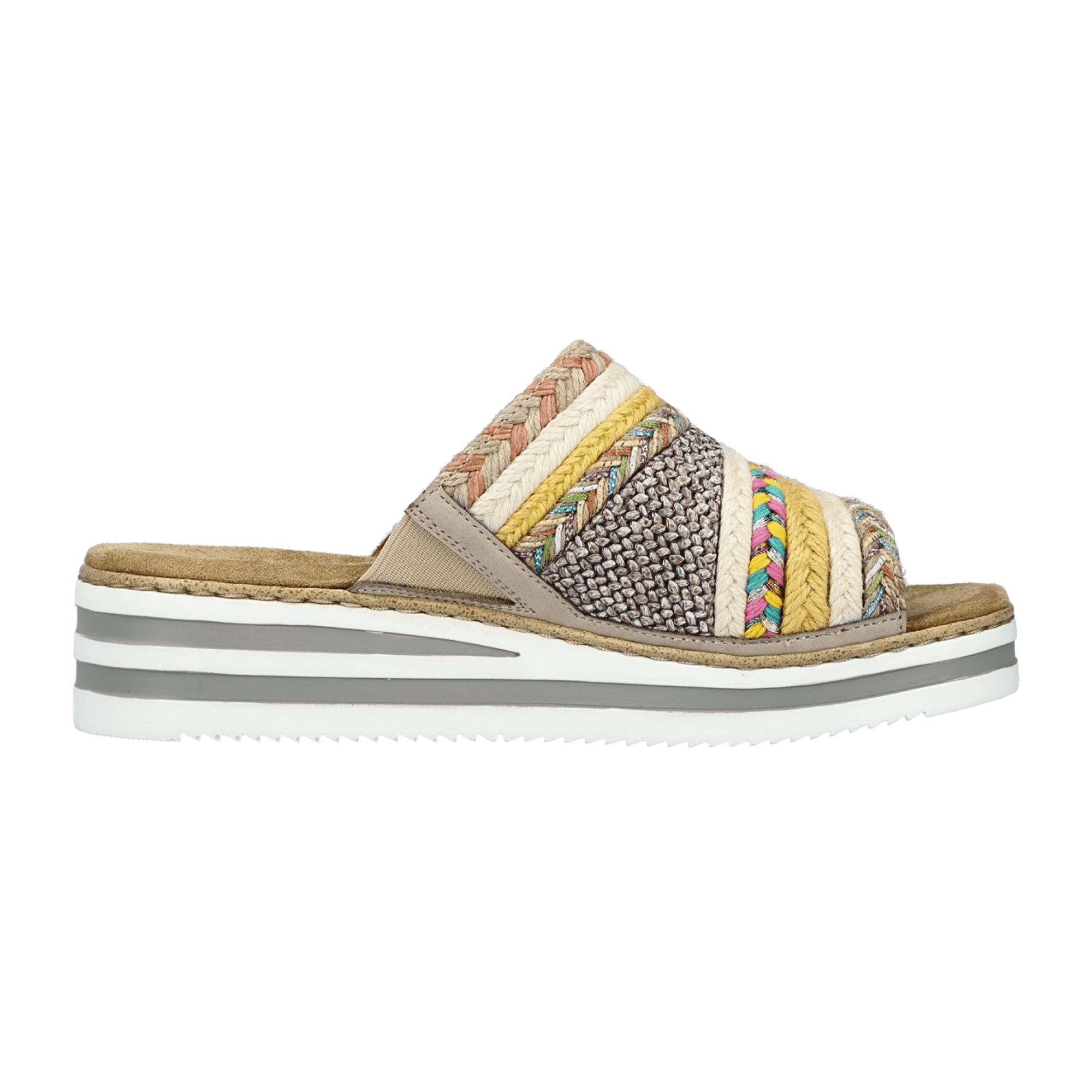 Rieker Beige Women's Wedge Sandals Slip-On Spring Summer Comfortable Footwear