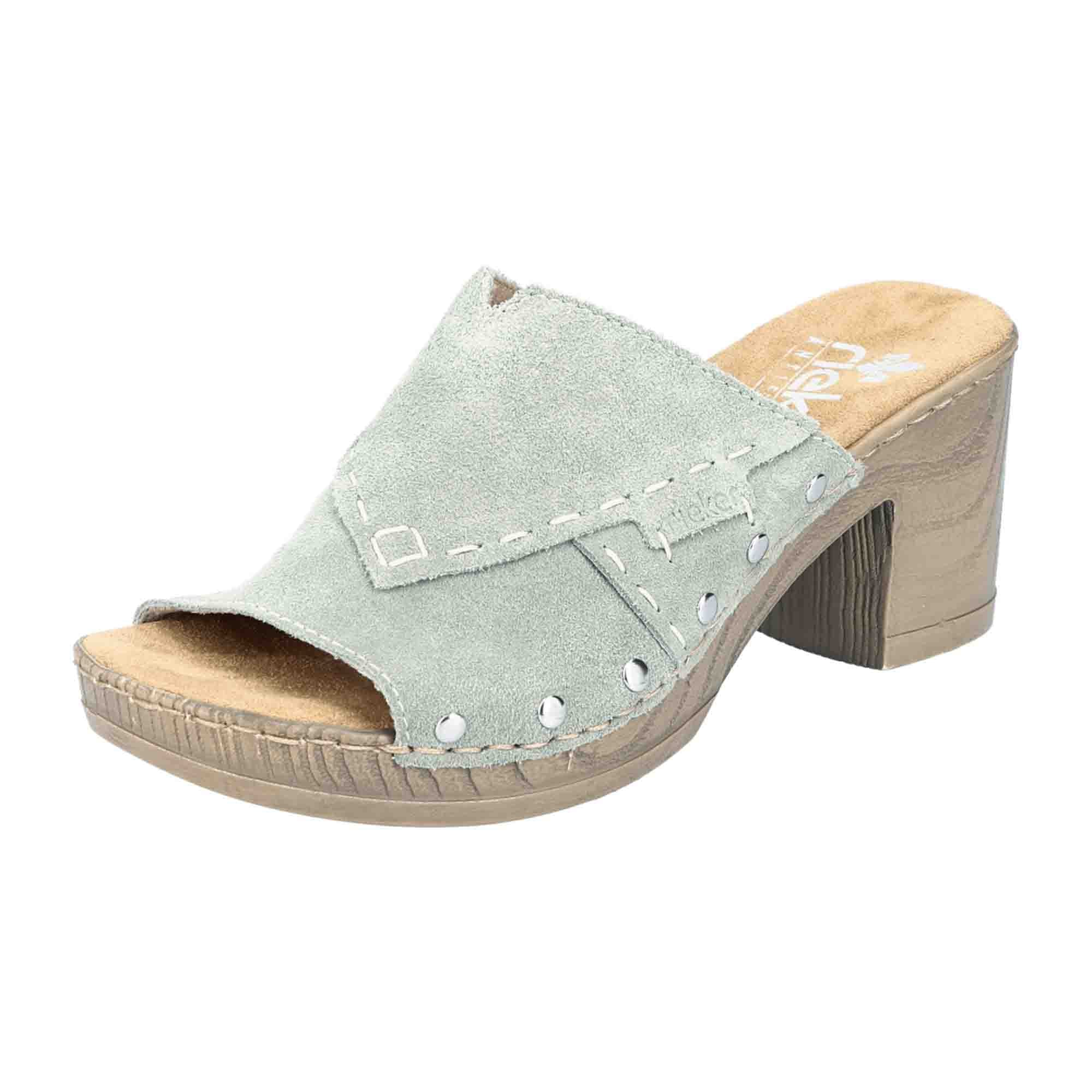 Rieker Women's Green Sandals with Block Heel and Open Toe