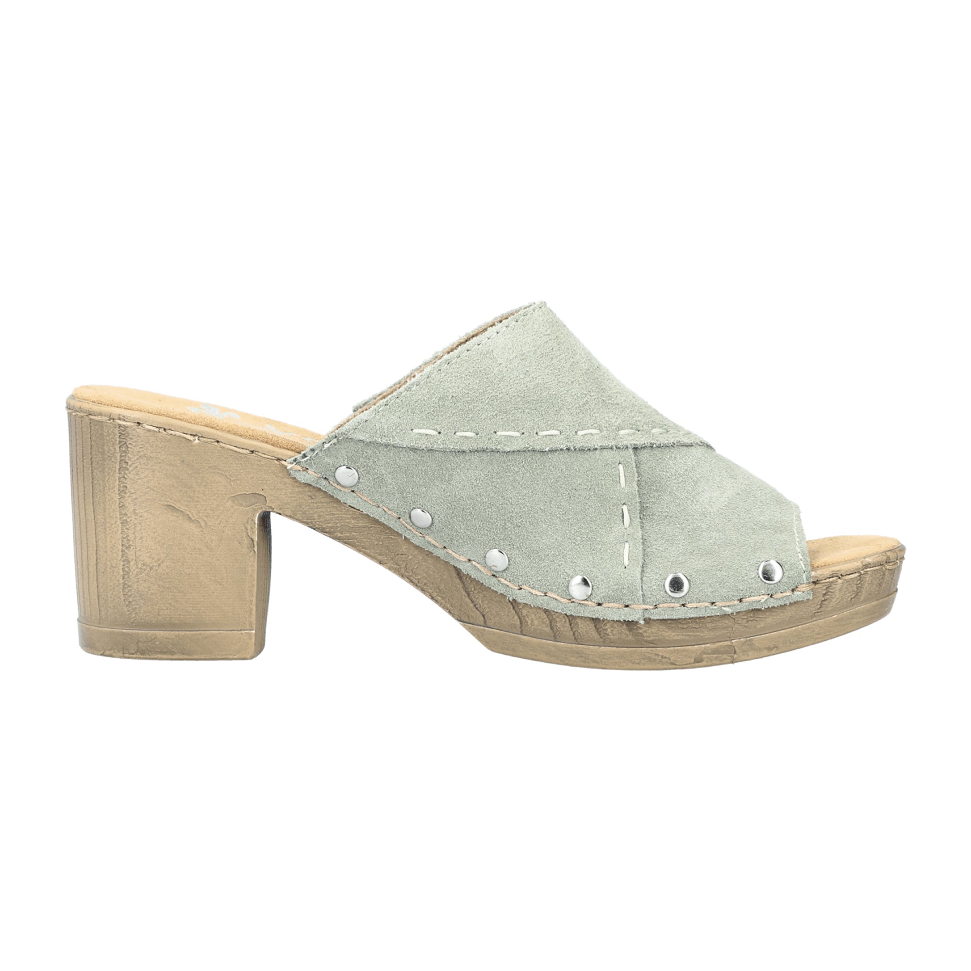 Rieker Women's Green Sandals with Block Heel and Open Toe