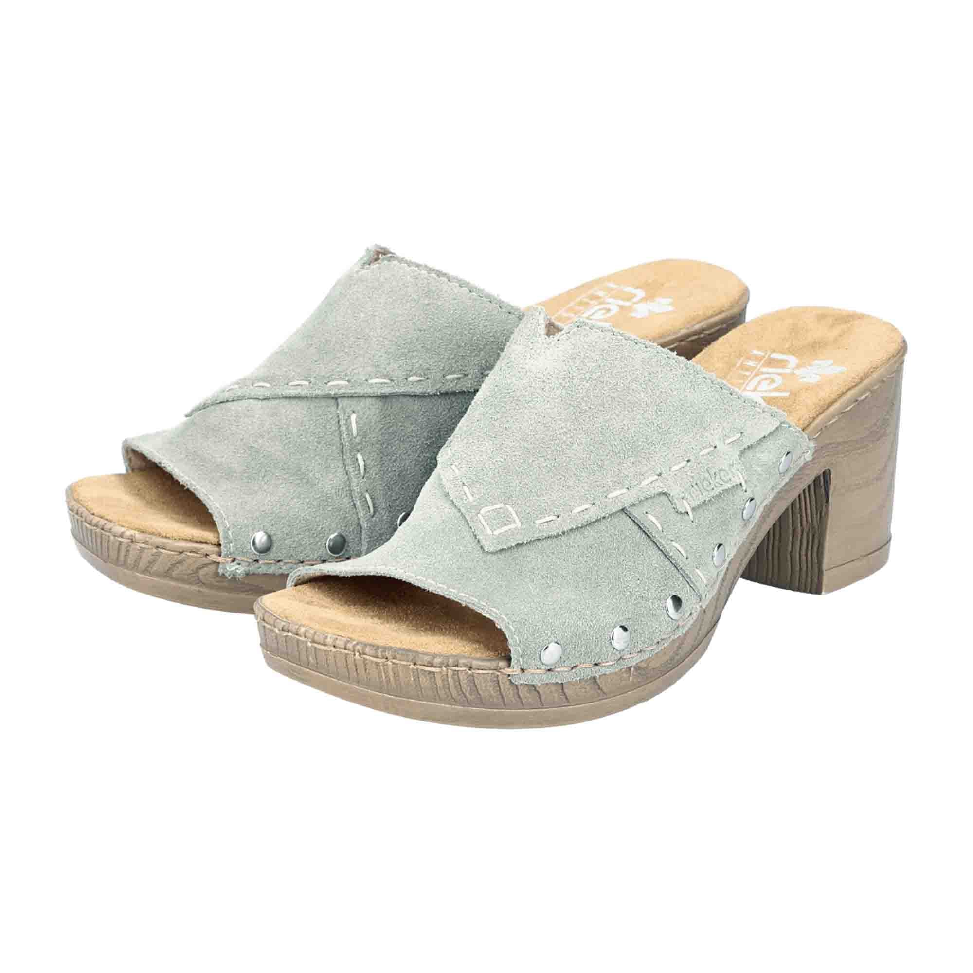 Rieker Women's Green Sandals with Block Heel and Open Toe