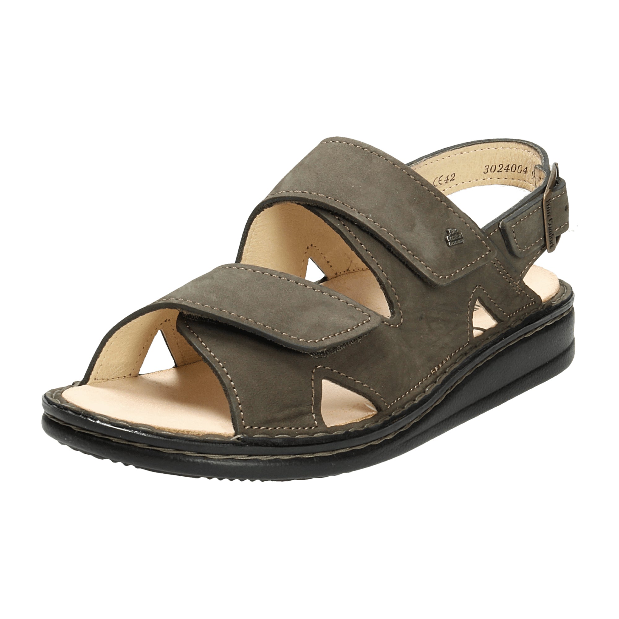 Finn Comfort Toro-Soft Men's Sandal in Mud Brown - Durable Nubuck Leather with Ergonomic Footbed