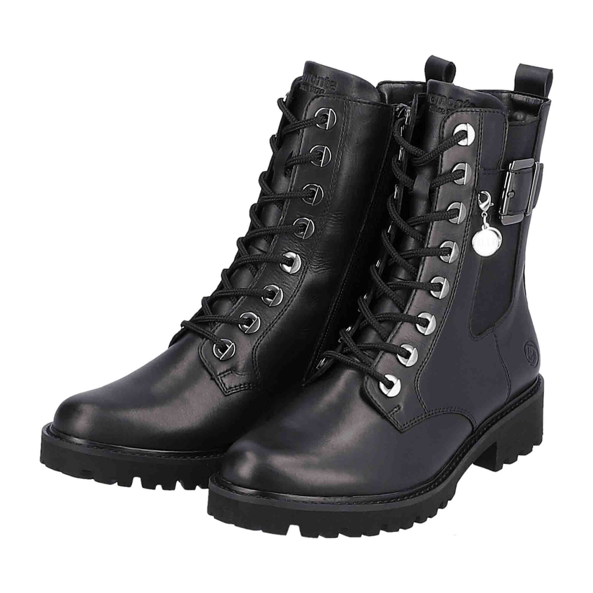 Remonte D8668-00 Black Leather Ladies Ankle Boots with Removable Insole