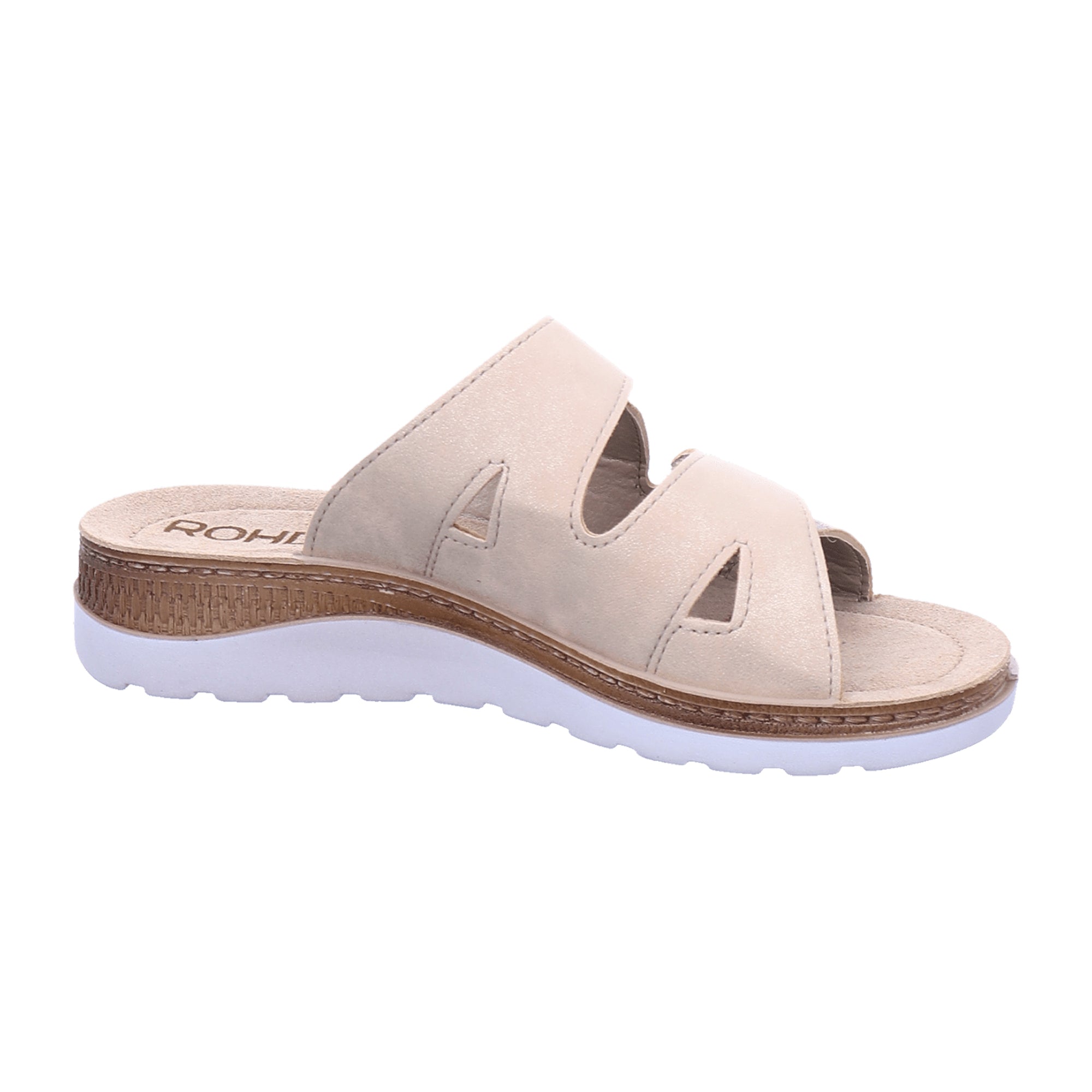 Rohde Comfortable Women's Gold Sandals with Velcro Strap and Wedge Heel