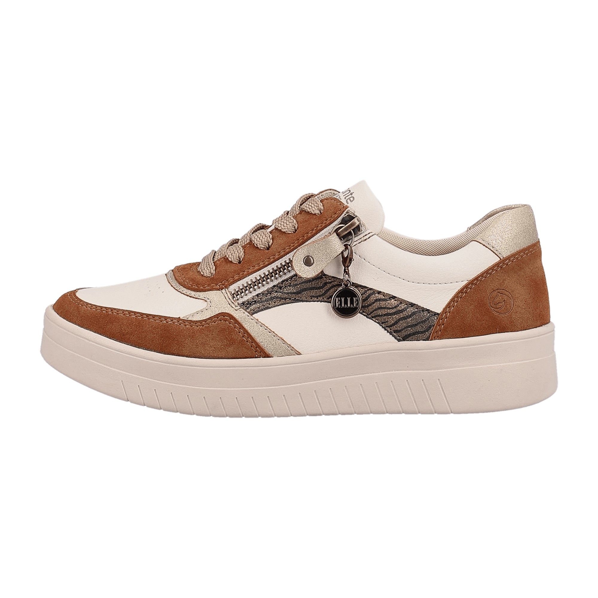 Remonte Brown Leather Women's Shoes with Zipper and Laces