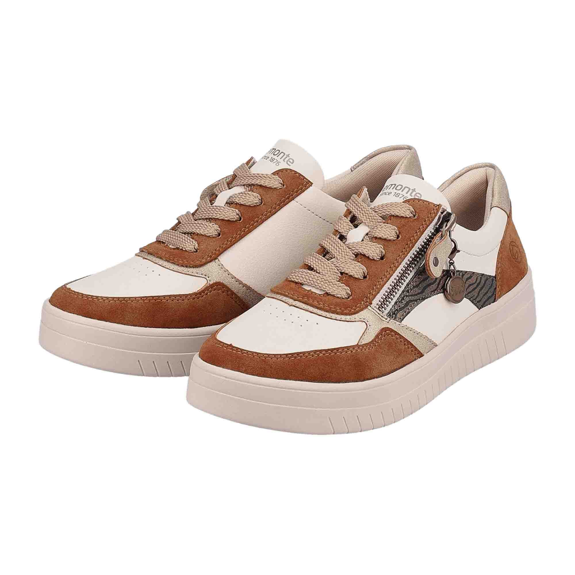 Remonte Brown Leather Women's Shoes with Zipper and Laces