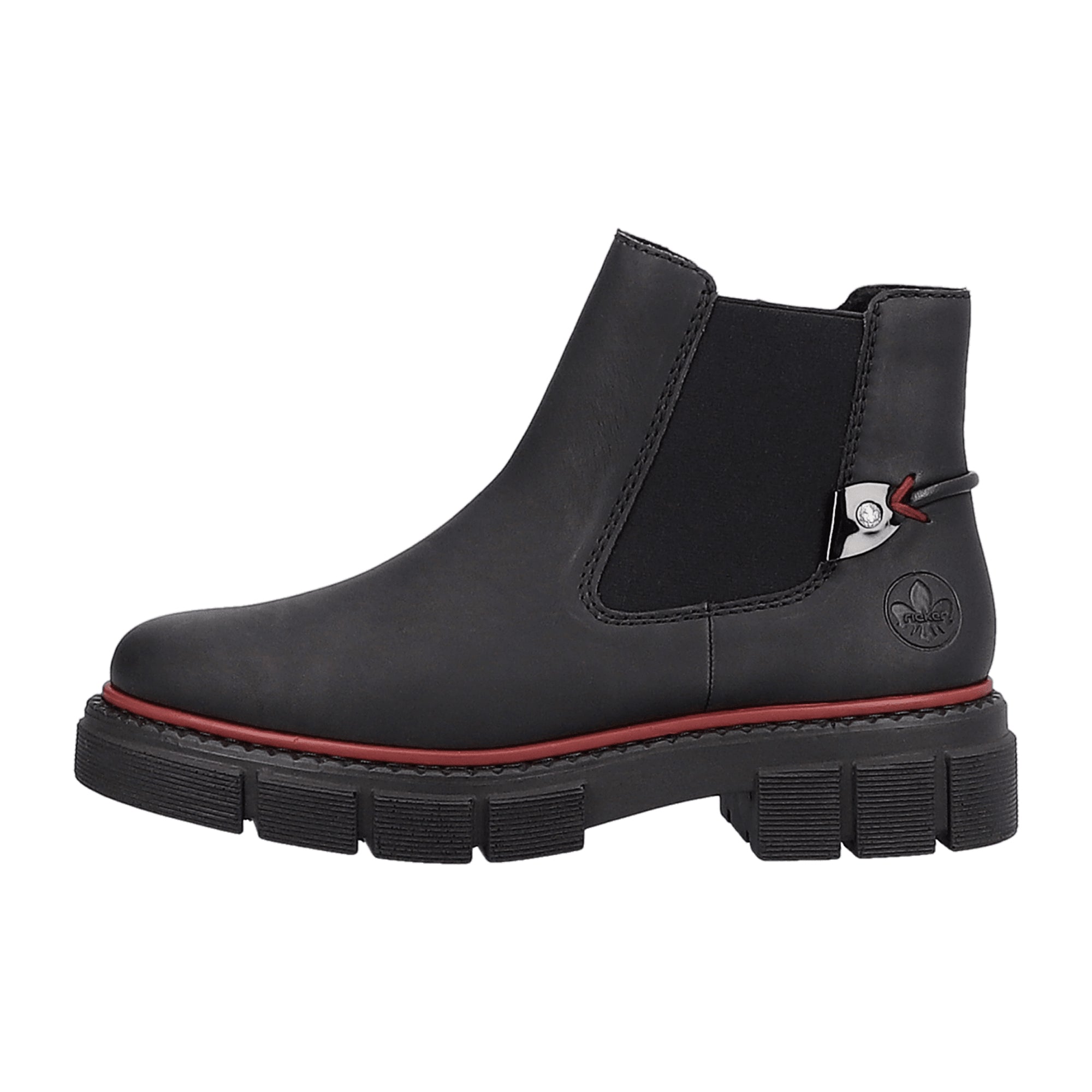 Rieker HWK Women's Black Boots Slip-On Faux Leather Winter Shoes