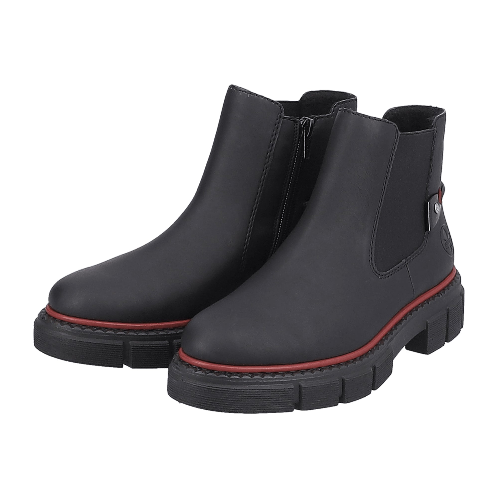 Rieker HWK Women's Black Boots Slip-On Faux Leather Winter Shoes