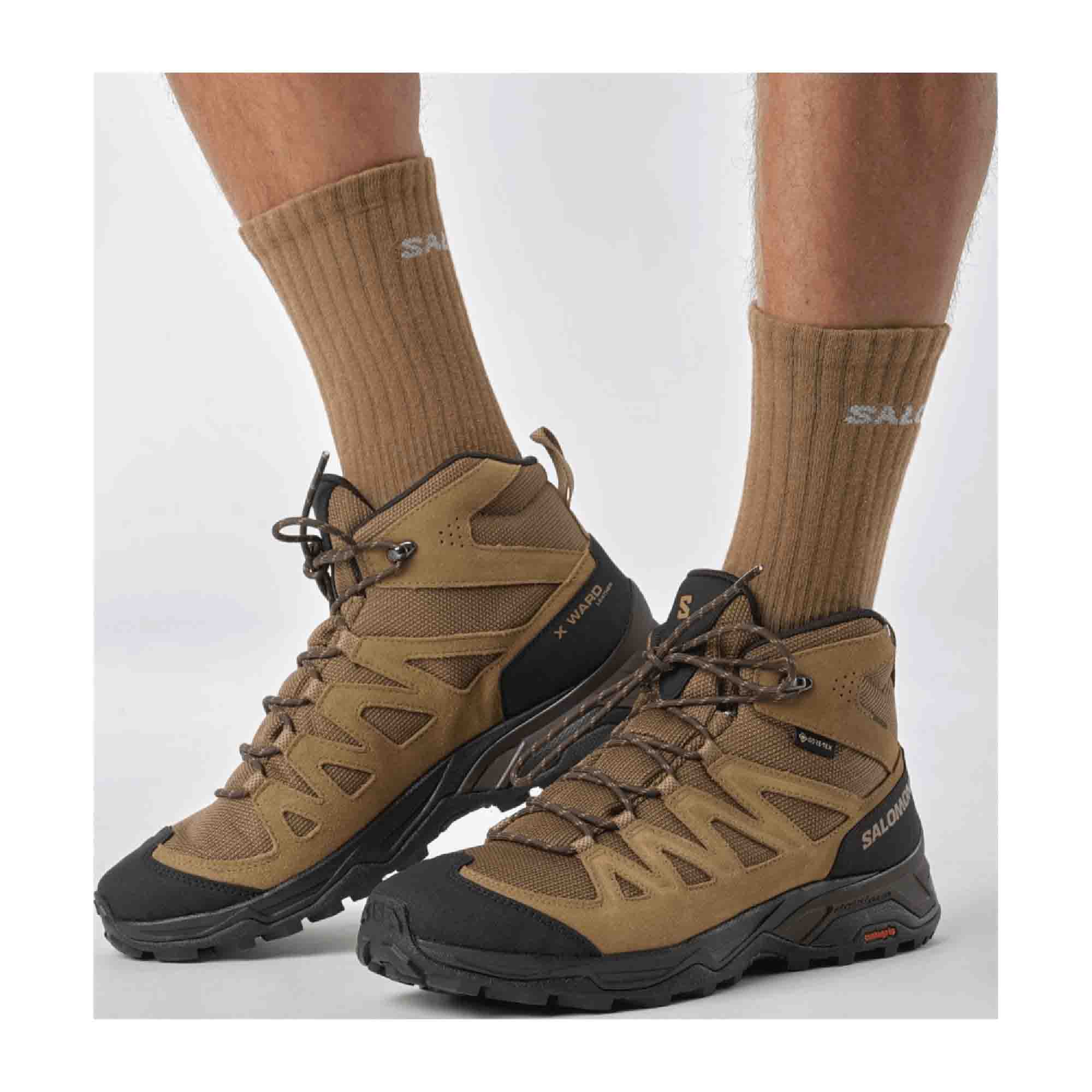 Salomon X WARD LEATHER MID GTX for men, brown, shoes