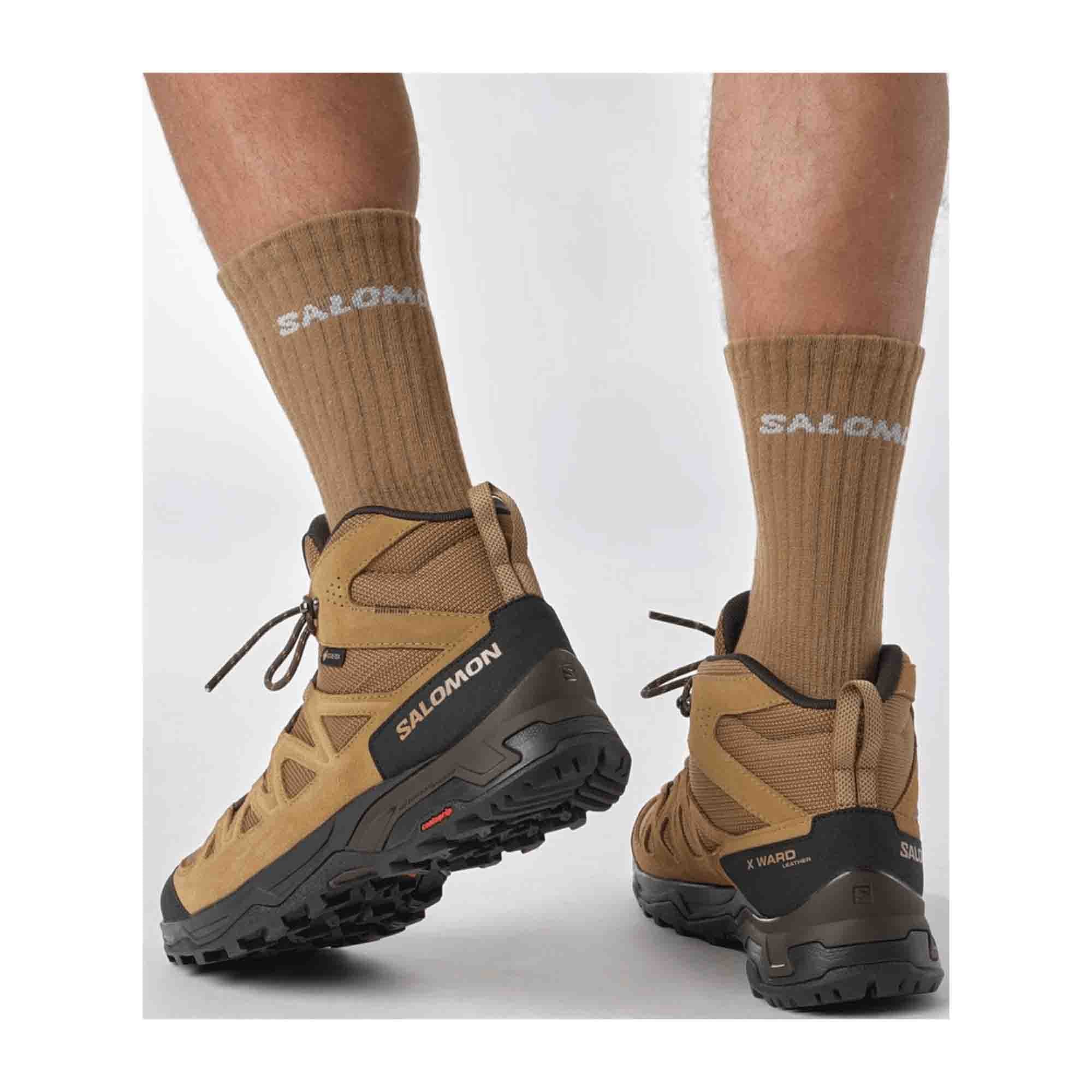 Salomon X WARD LEATHER MID GTX for men, brown, shoes