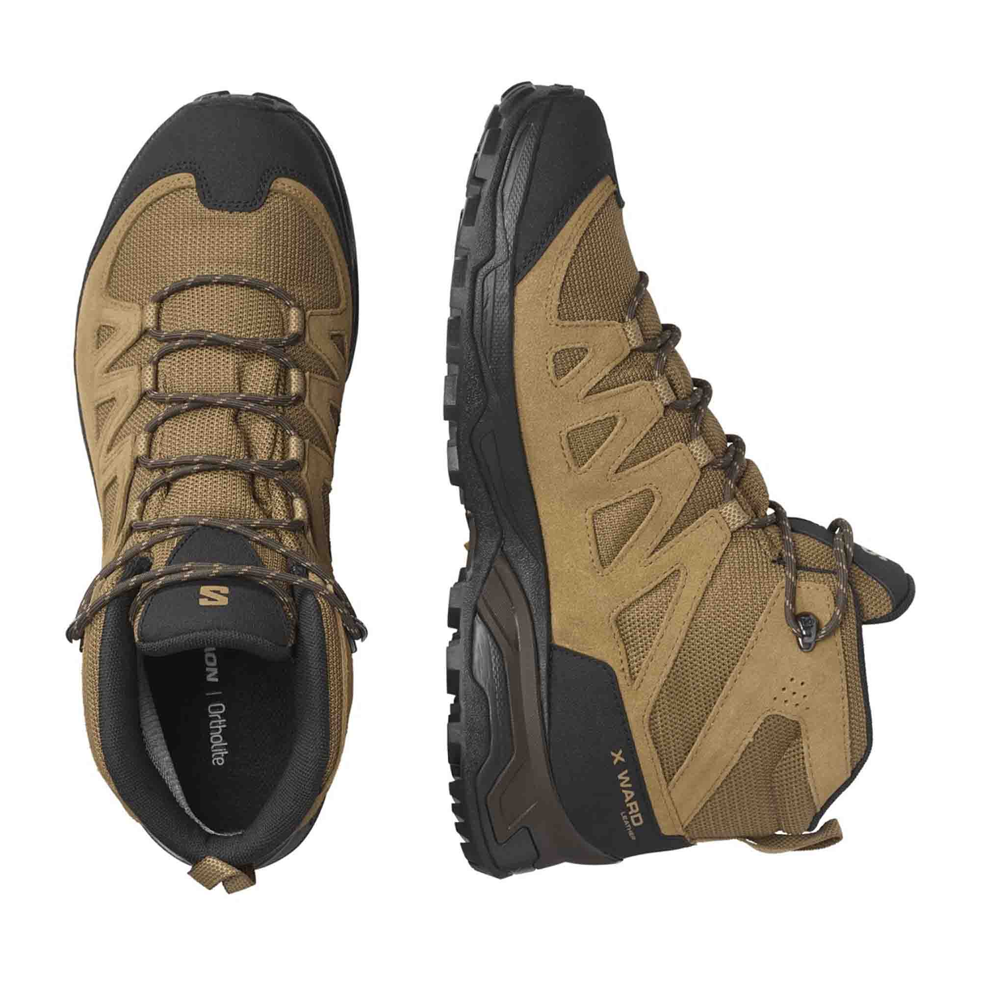Salomon X WARD LEATHER MID GTX for men, brown, shoes