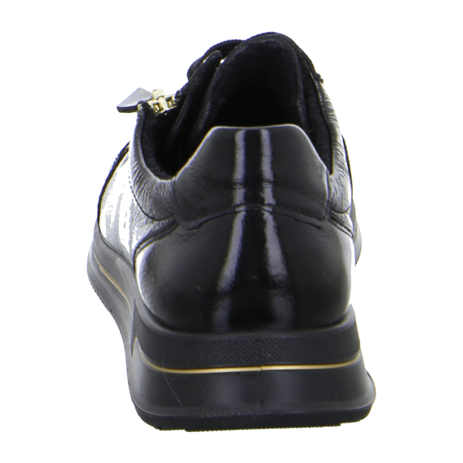 ARA Osaka Women's Lace-Up Sneakers in Black Patent Leather with Round Toe