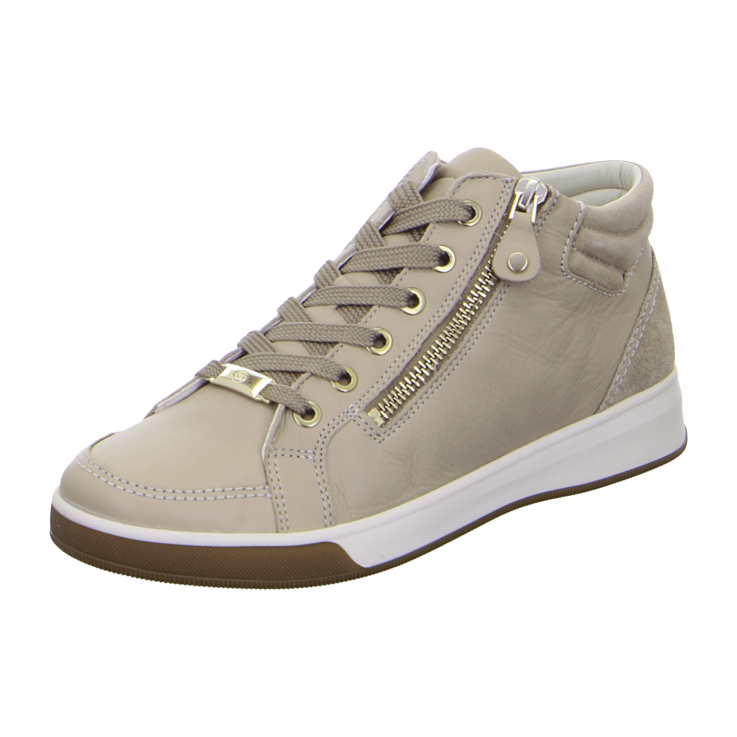 ARA ROM ROM-ST Women's Beige Suede Sneakers with Lace-Up Closure and Round Toe