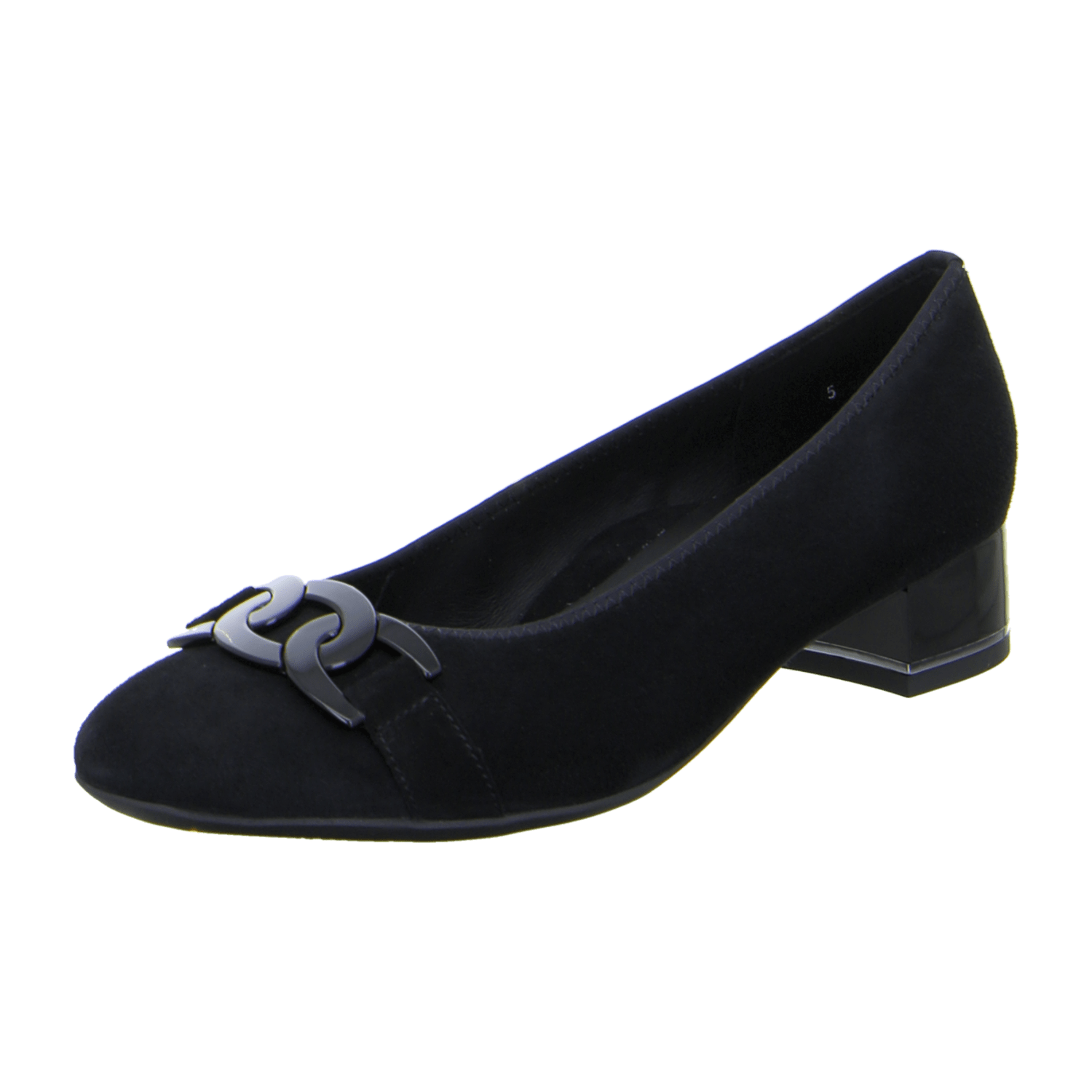 ARA Women's Velour Leather Pumps with Round Toe, Pull-On Style in Black