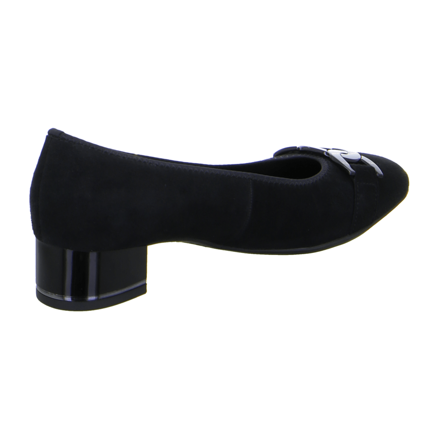 ARA Women's Velour Leather Pumps with Round Toe, Pull-On Style in Black