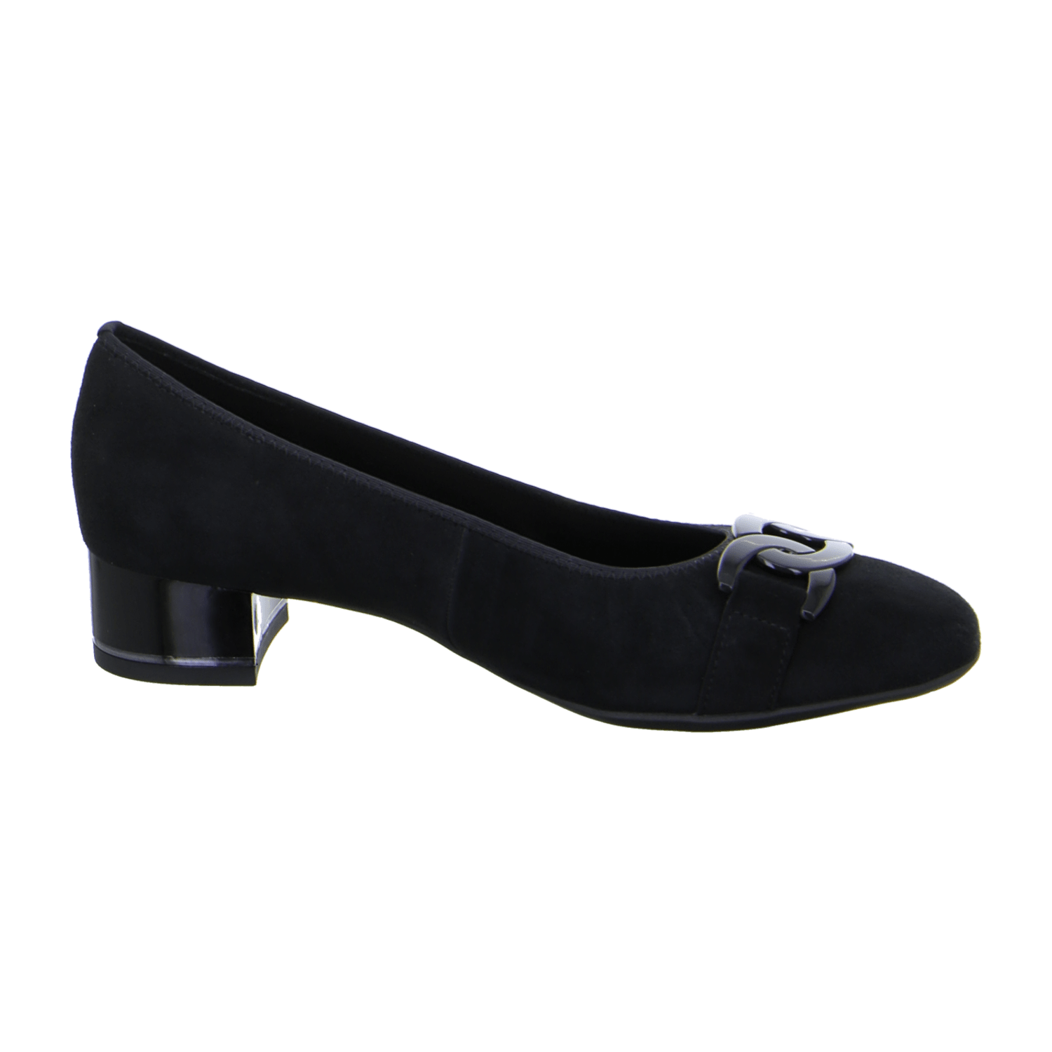 ARA Women's Velour Leather Pumps with Round Toe, Pull-On Style in Black