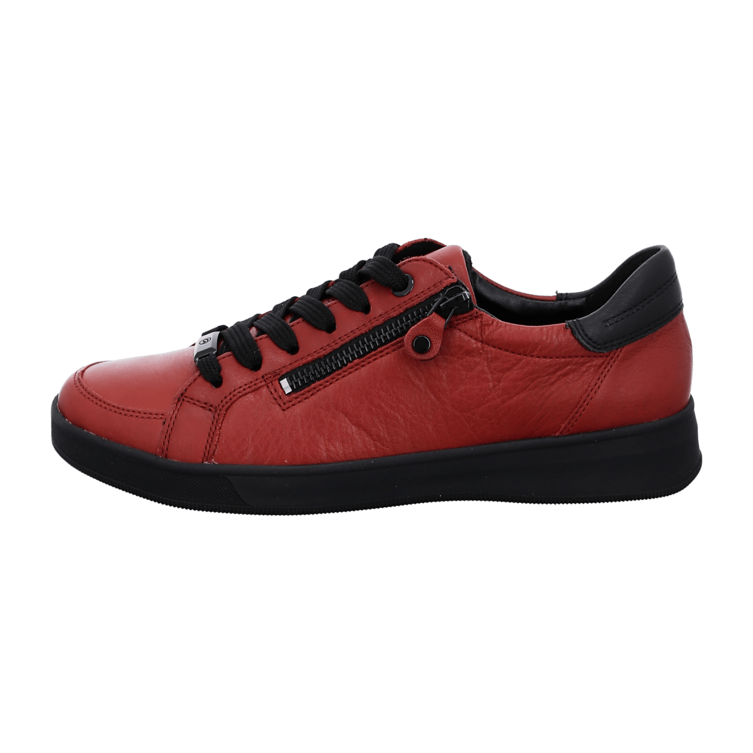 ARA Rom Sneakers for Women in Red Smooth Leather with Lace-Up Closure and Round Toe