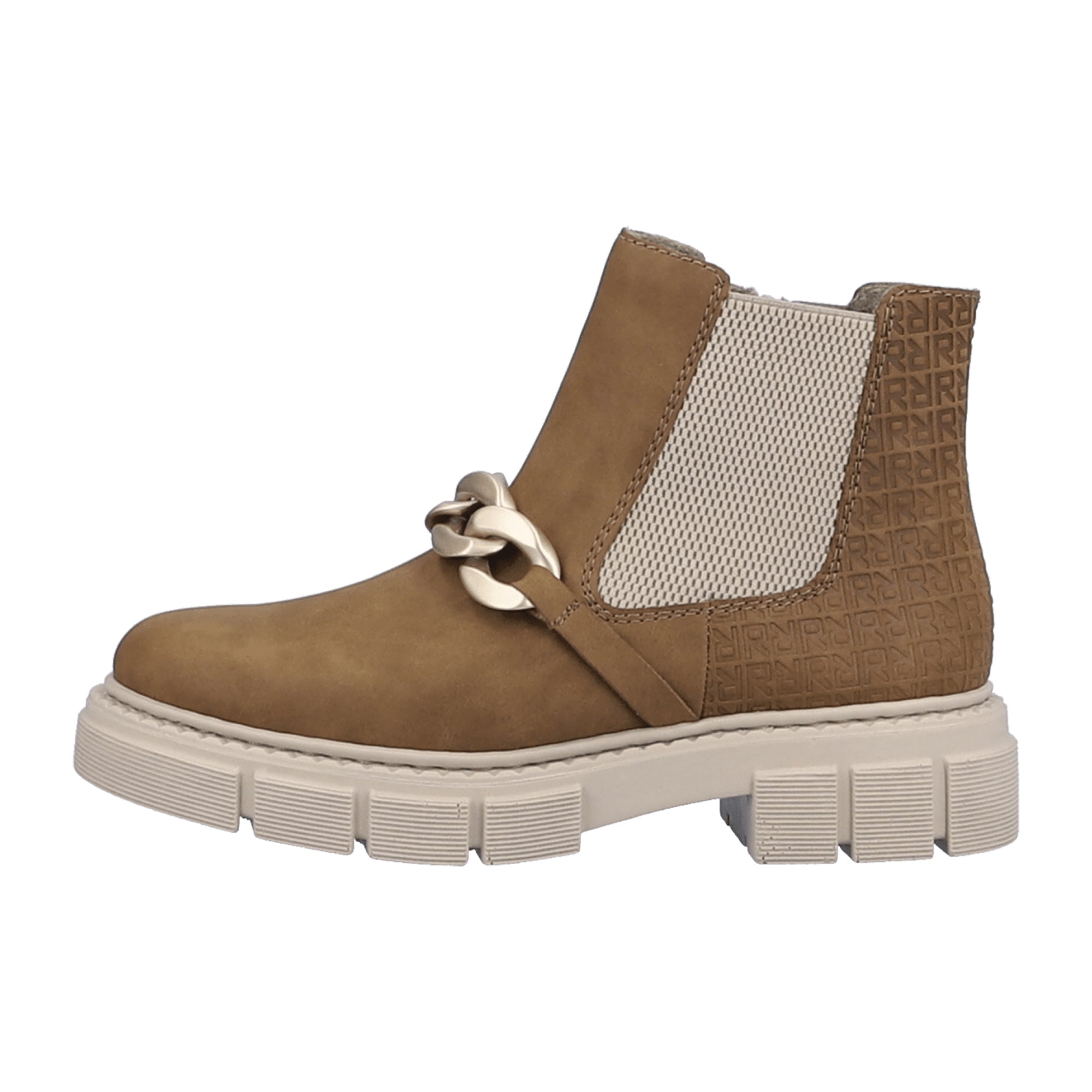 Rieker Brown Women's Boots with Warm Lining and Decorative Chains