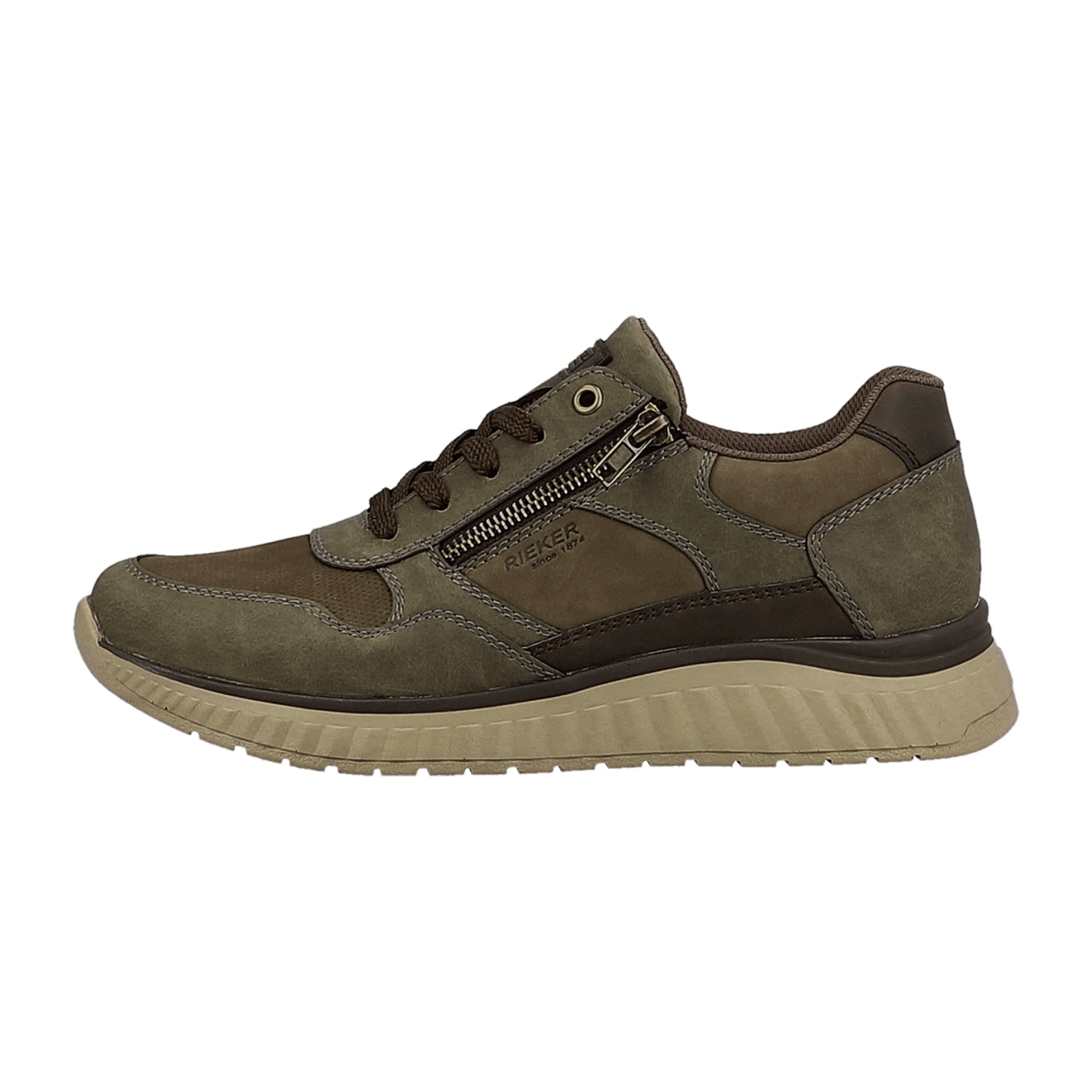 Rieker Bastia Sarajevo Brown Men's Shoes with Zip and Lace-Up Closure