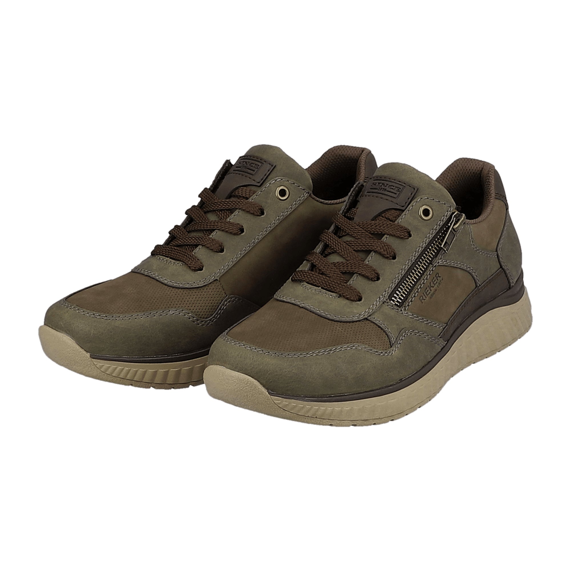 Rieker Bastia Sarajevo Brown Men's Shoes with Zip and Lace-Up Closure