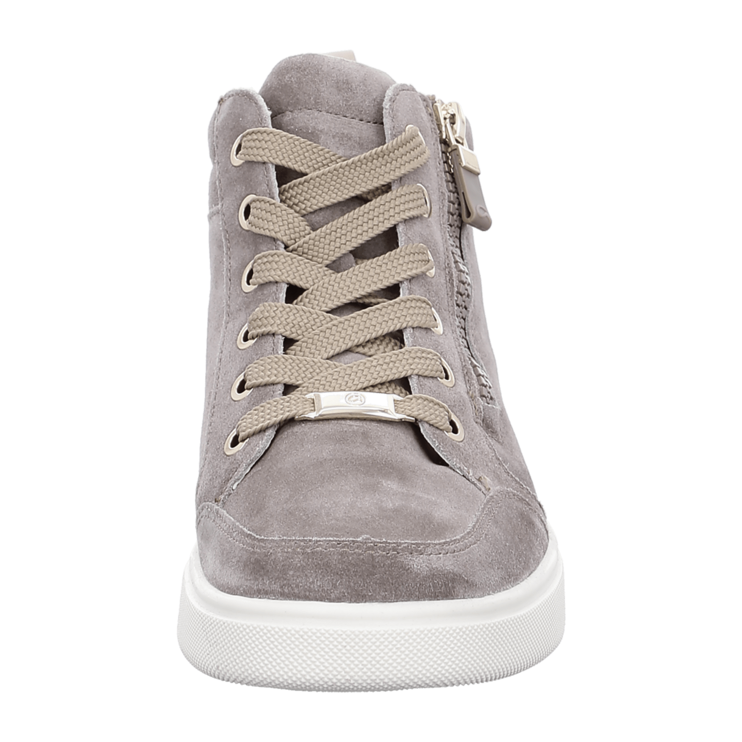 ARA ROM Women's Sneakers in Grey Velour Leather with Lace-Up Closure and Round Toe