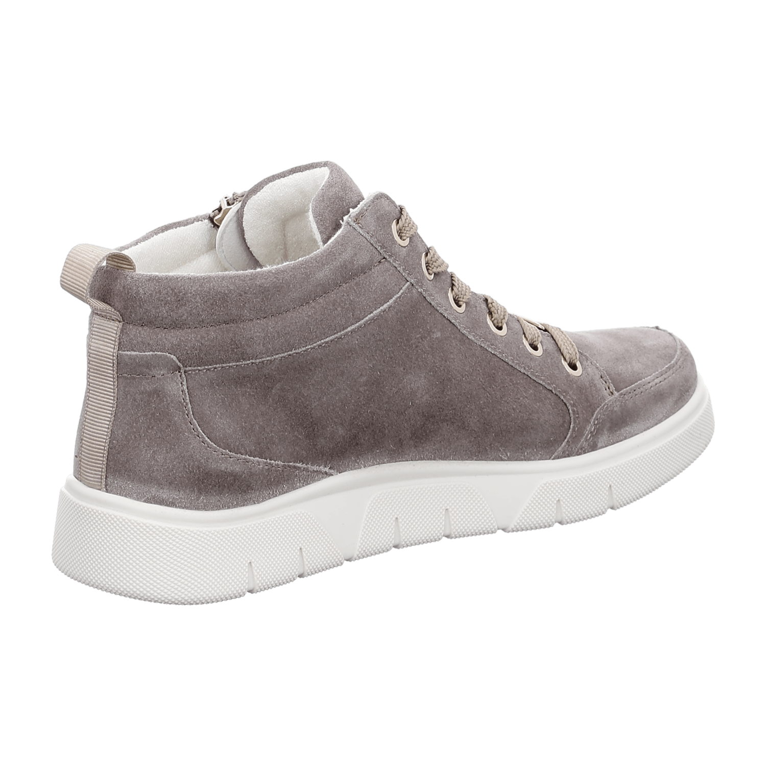 ARA ROM Women's Sneakers in Grey Velour Leather with Lace-Up Closure and Round Toe