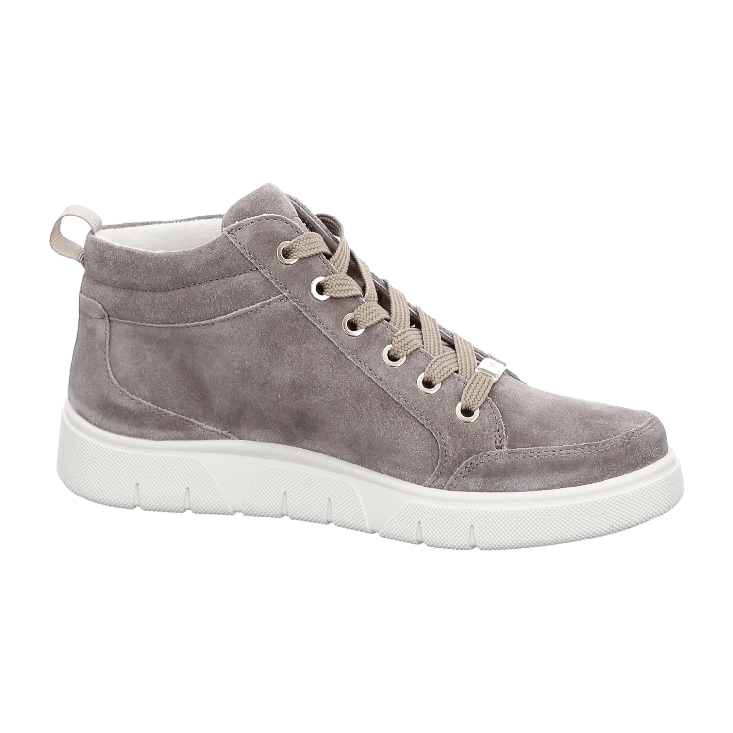 ARA ROM Women's Sneakers in Grey Velour Leather with Lace-Up Closure and Round Toe