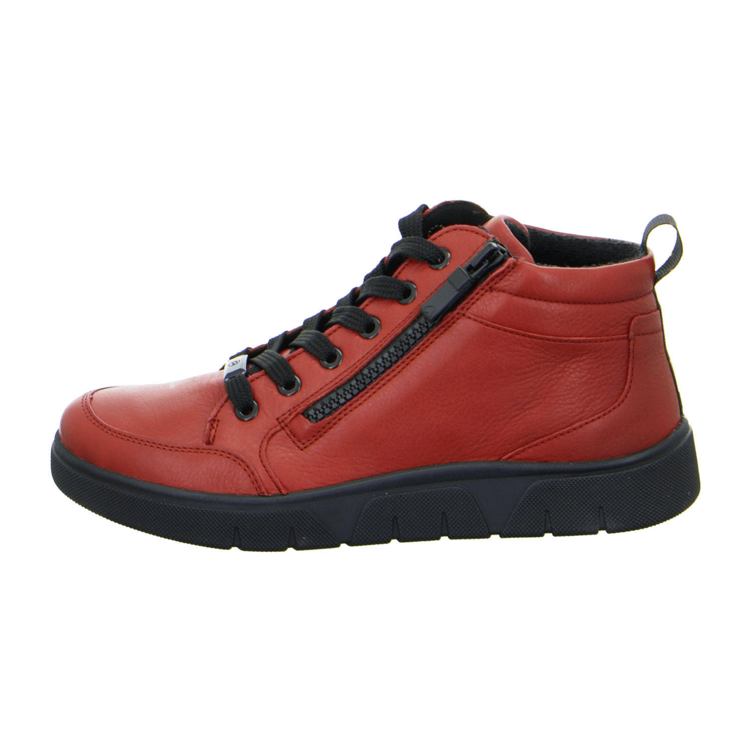 ARA ROM Women's Sneakers in Red Velour with Lace-Up Closure and Round Toe