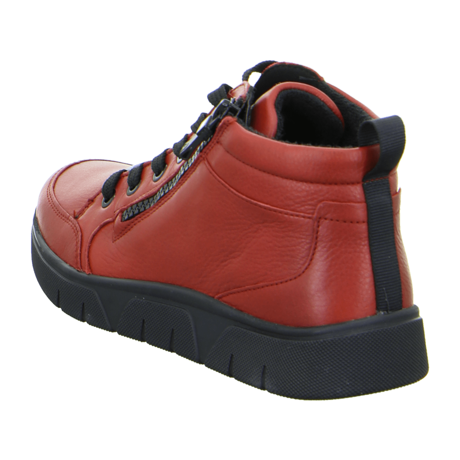 ARA ROM Women's Sneakers in Red Velour with Lace-Up Closure and Round Toe