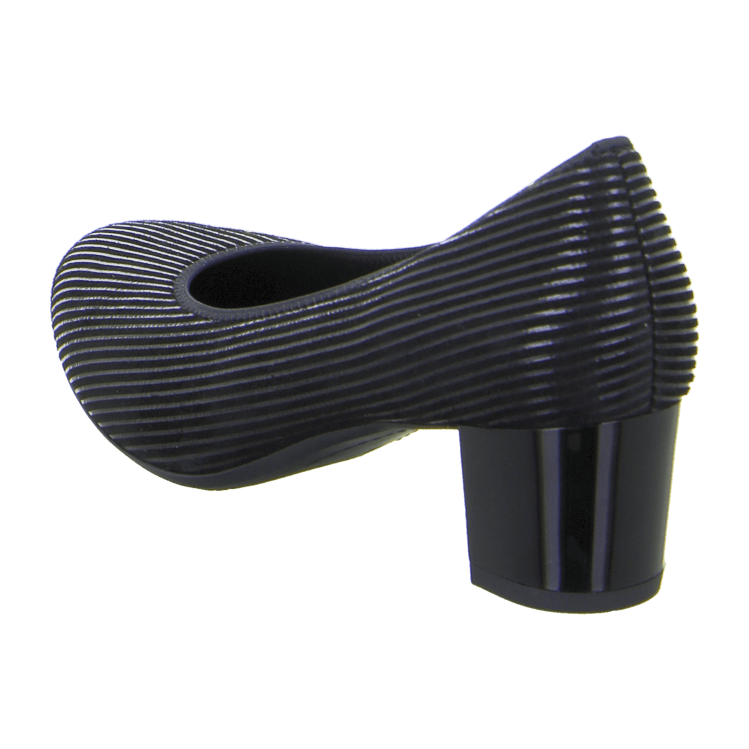 ARA Knokke Women's Pumps Black Velvet Leather Pull-On with Patent Stripe Round Toe