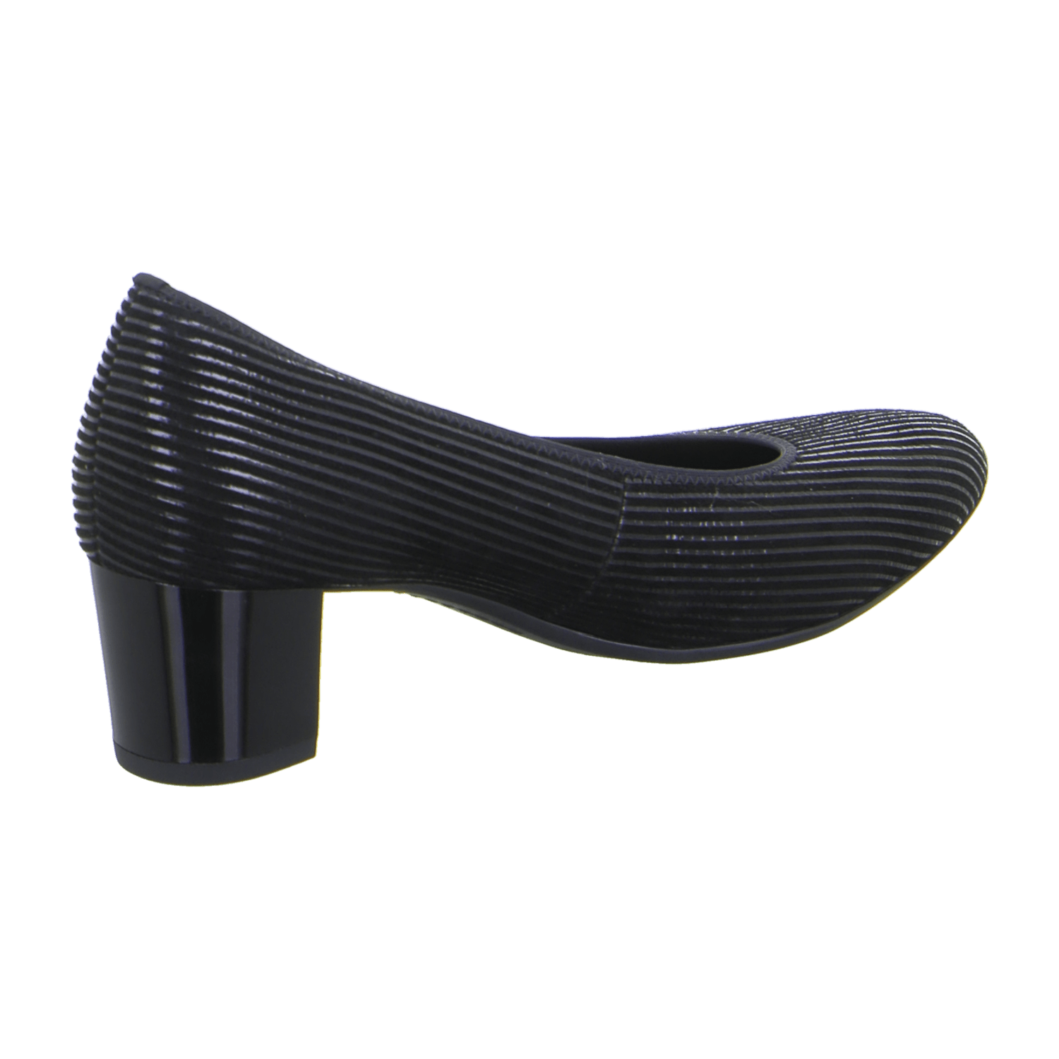 ARA Knokke Women's Pumps Black Velvet Leather Pull-On with Patent Stripe Round Toe