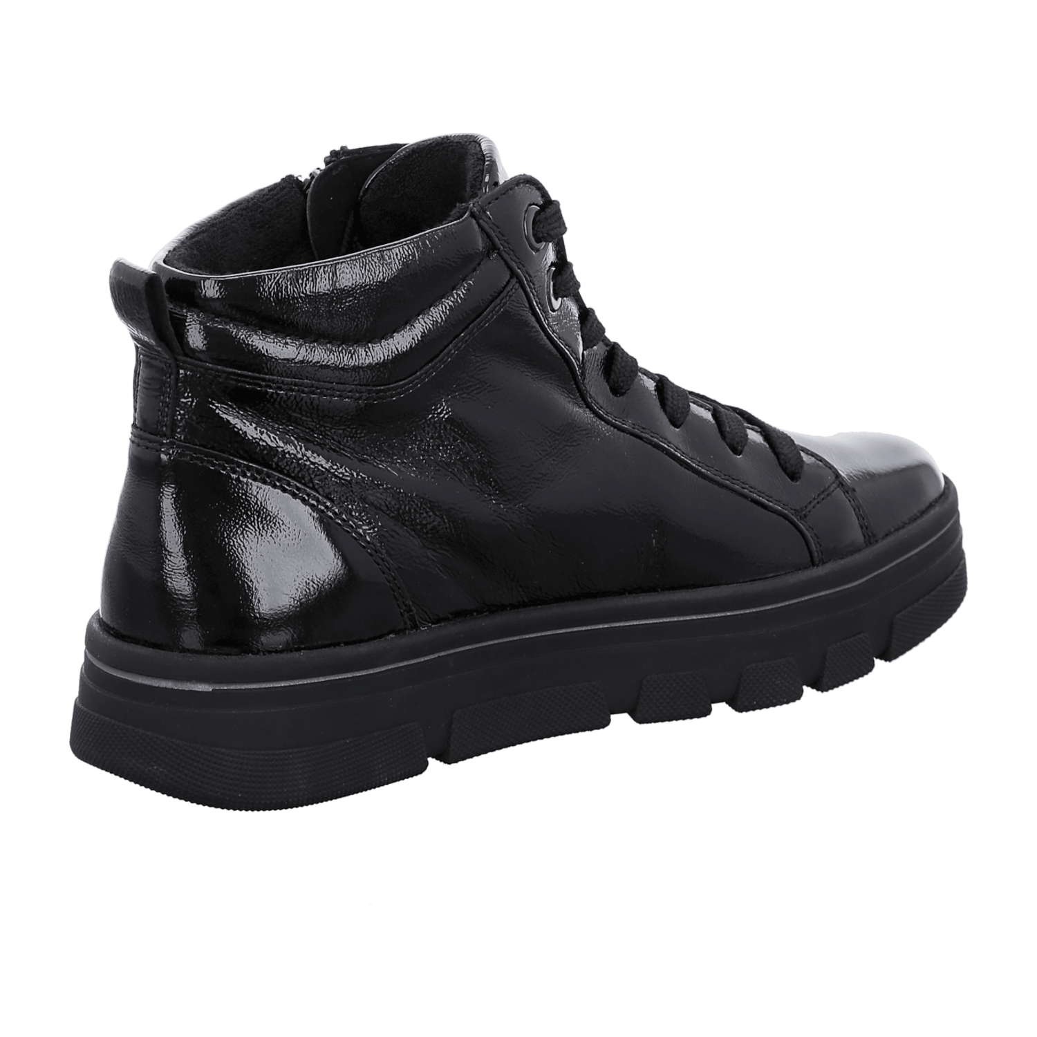 ARA CANBERRA Women's Leather Sneakers in Black with Lace-Up Closure and Round Toe