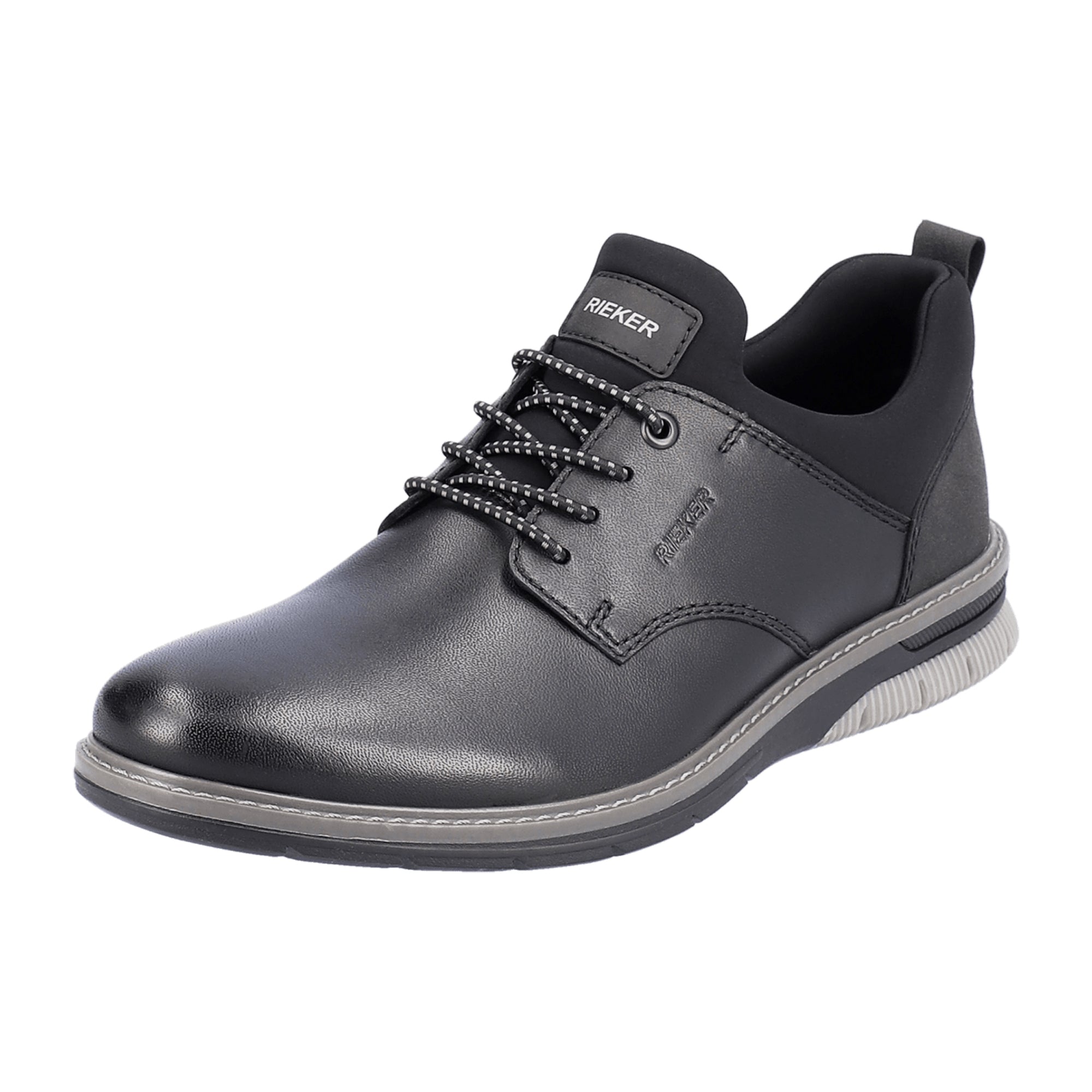 Rieker HWK Men's Black Leather Lace-Up Casual Shoes