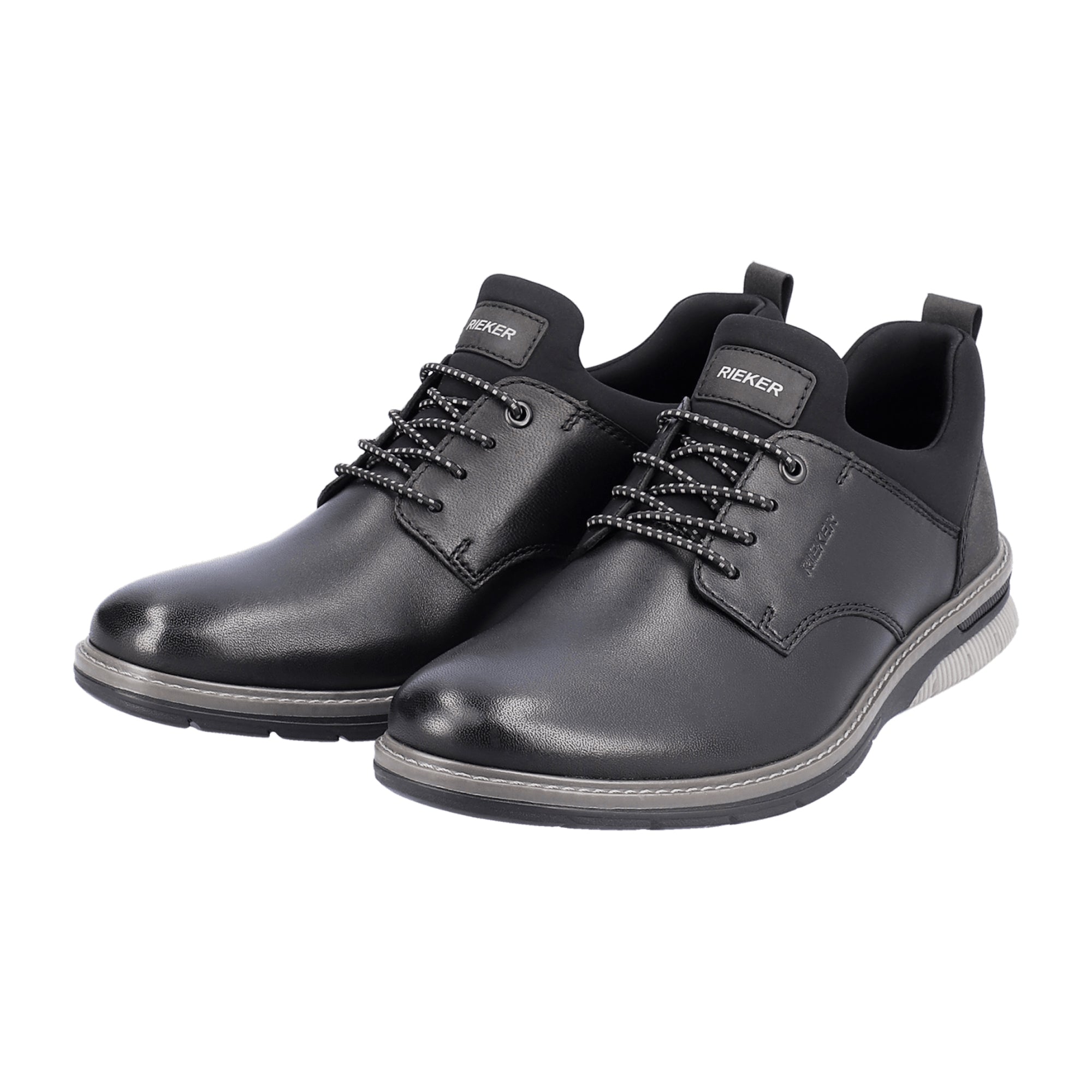 Rieker HWK Men's Black Leather Lace-Up Casual Shoes