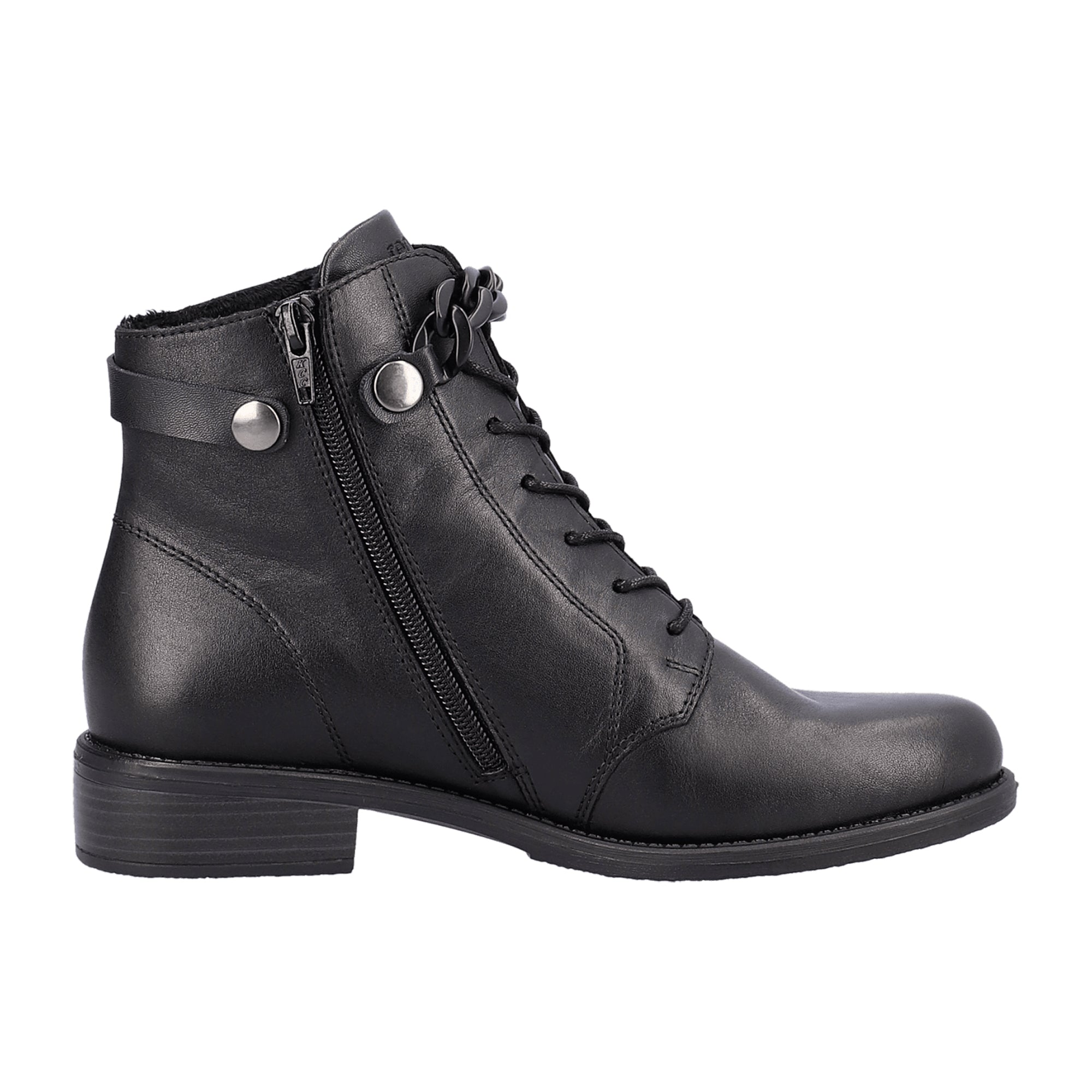 Remonte Women's Black Leather Ankle Boots Lace-Up Fall Winter Fashion