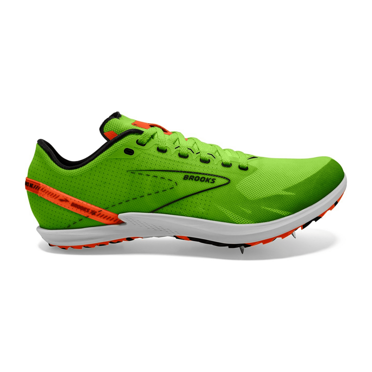 Brooks Men's Draft Xc Sneaker in Linen with Lace-Up Closure, Green with Red and Orange Accents