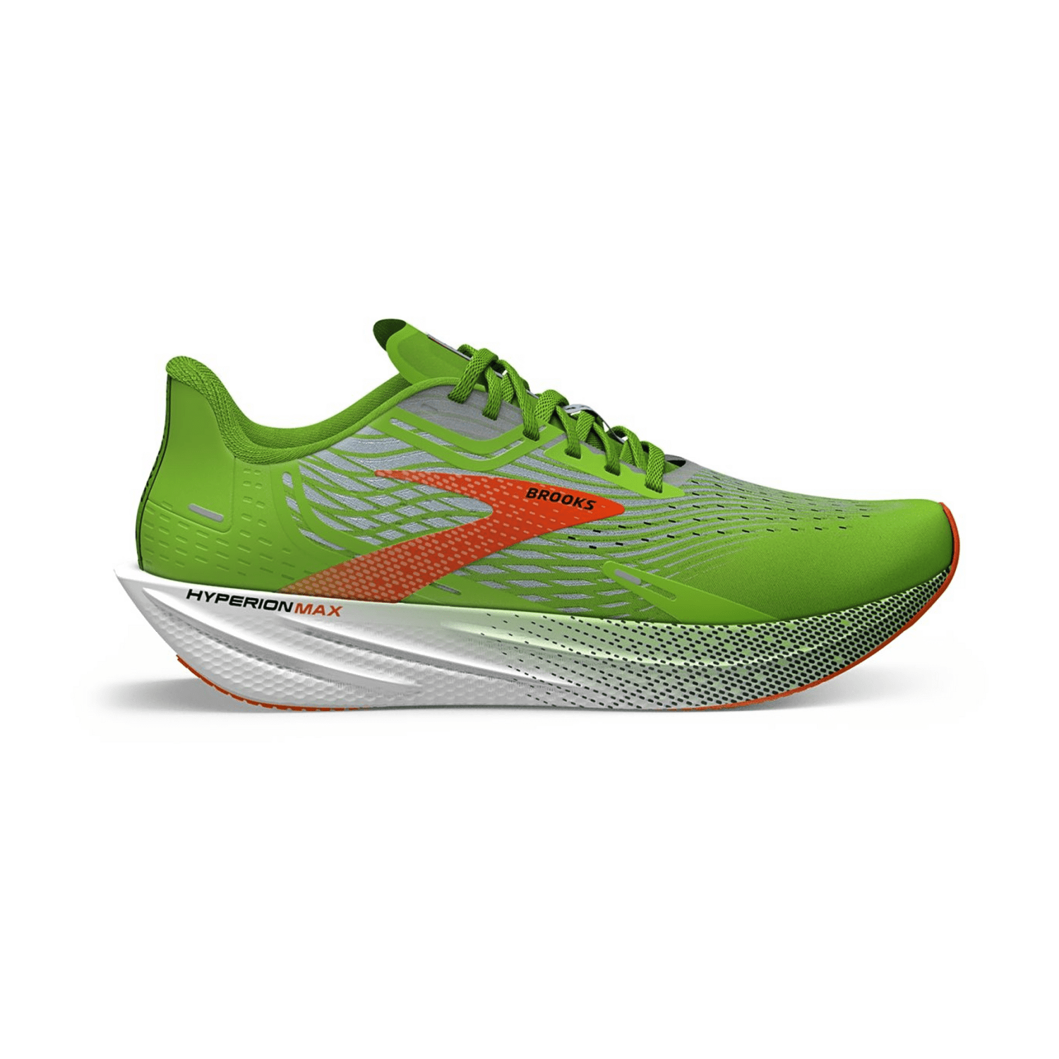 Brooks Hyperion Max Men's Sneakers in Green Gecko / Red / Orange / White with Lace-Up Closure and Textile Upper