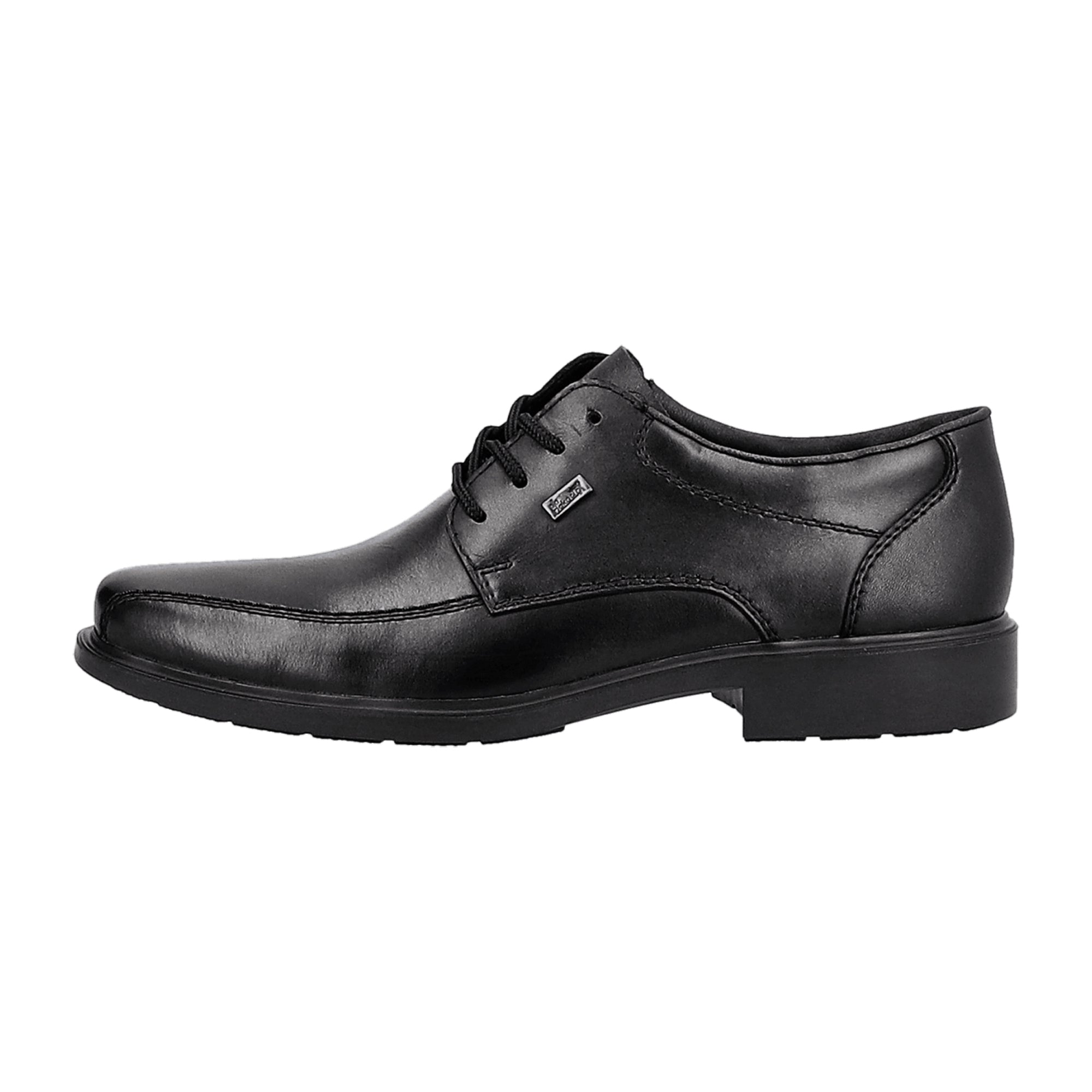 Rieker Men's Black Leather Shoes with Removable Insole and Lace-Up Closure