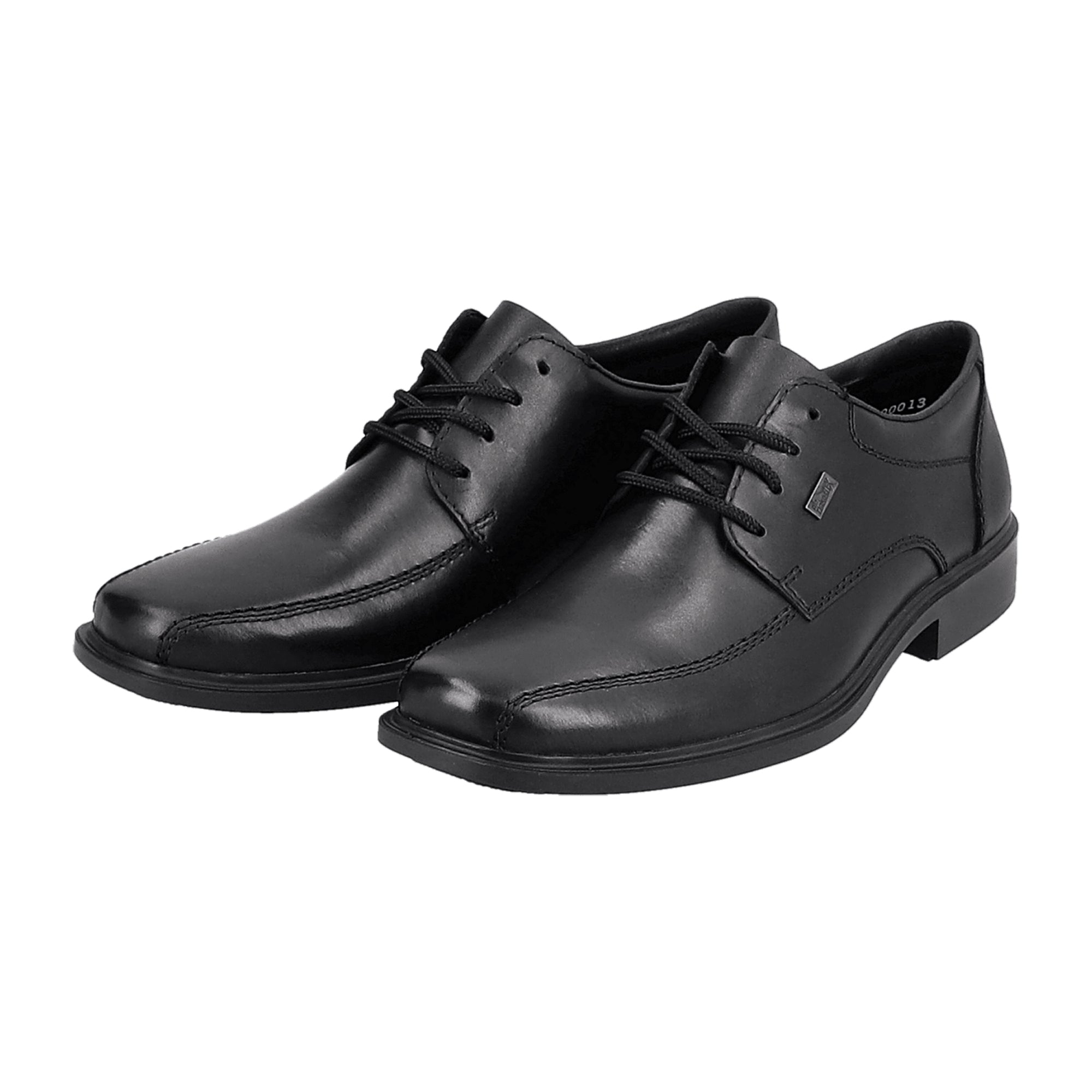 Rieker Men's Black Leather Shoes with Removable Insole and Lace-Up Closure