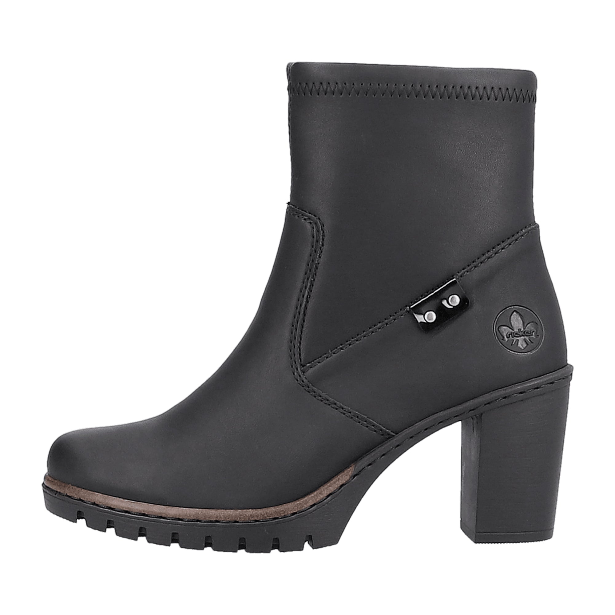 Rieker Women's Black Ankle Boots with 60mm Heel and Removable Insole