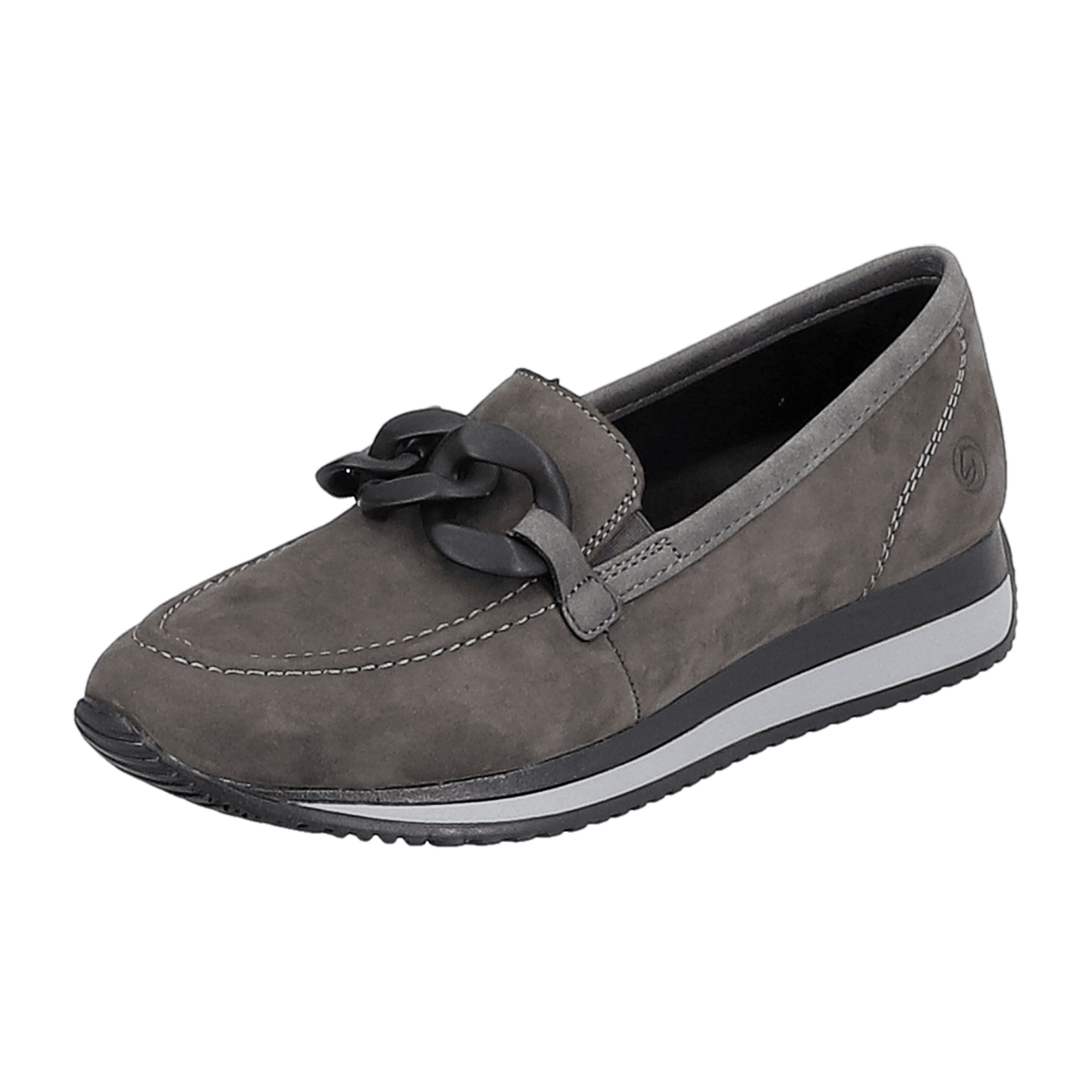 Remonte Women's Grey Slip-On Shoes with Removable Insole and Wedge Heel