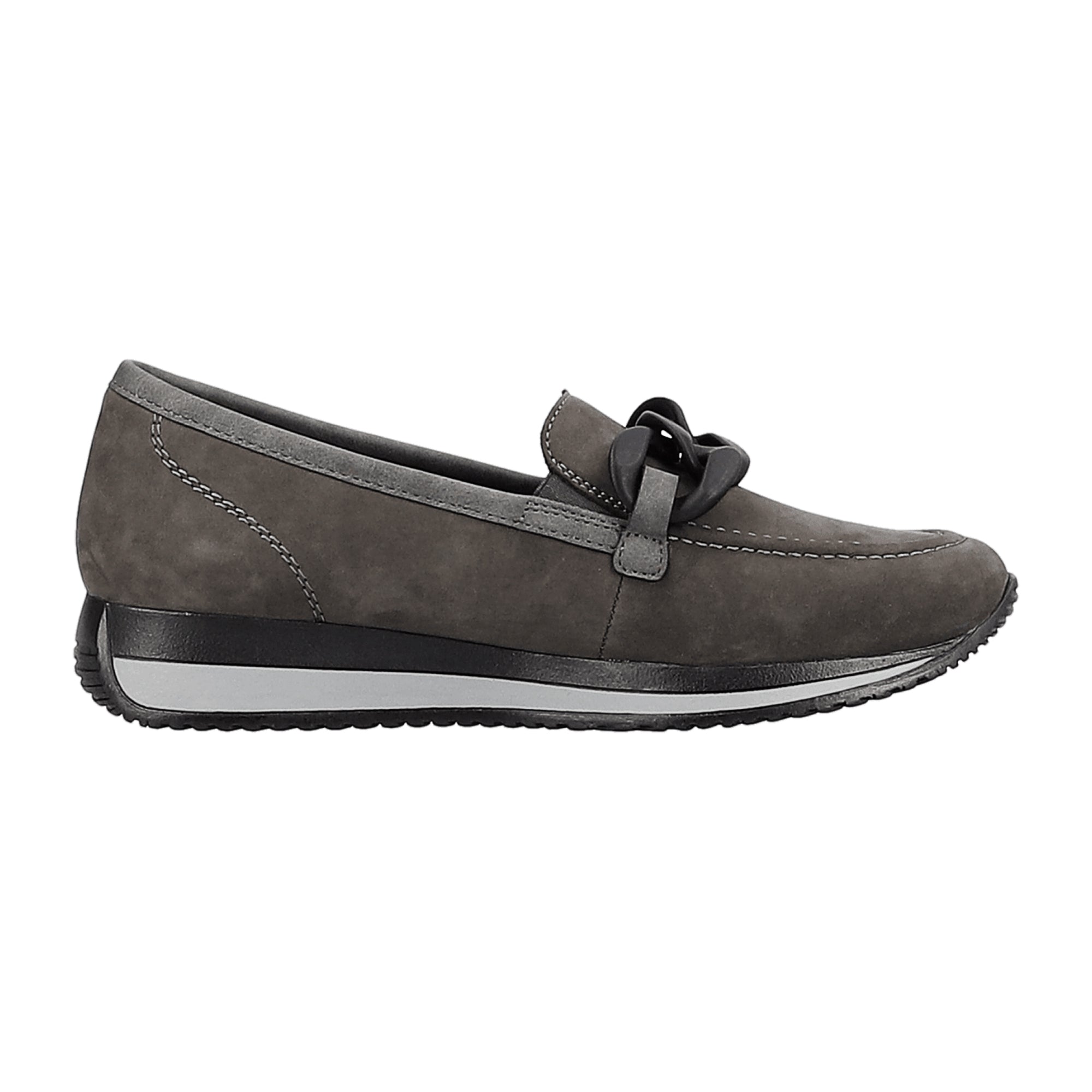 Remonte Women's Grey Slip-On Shoes with Removable Insole and Wedge Heel