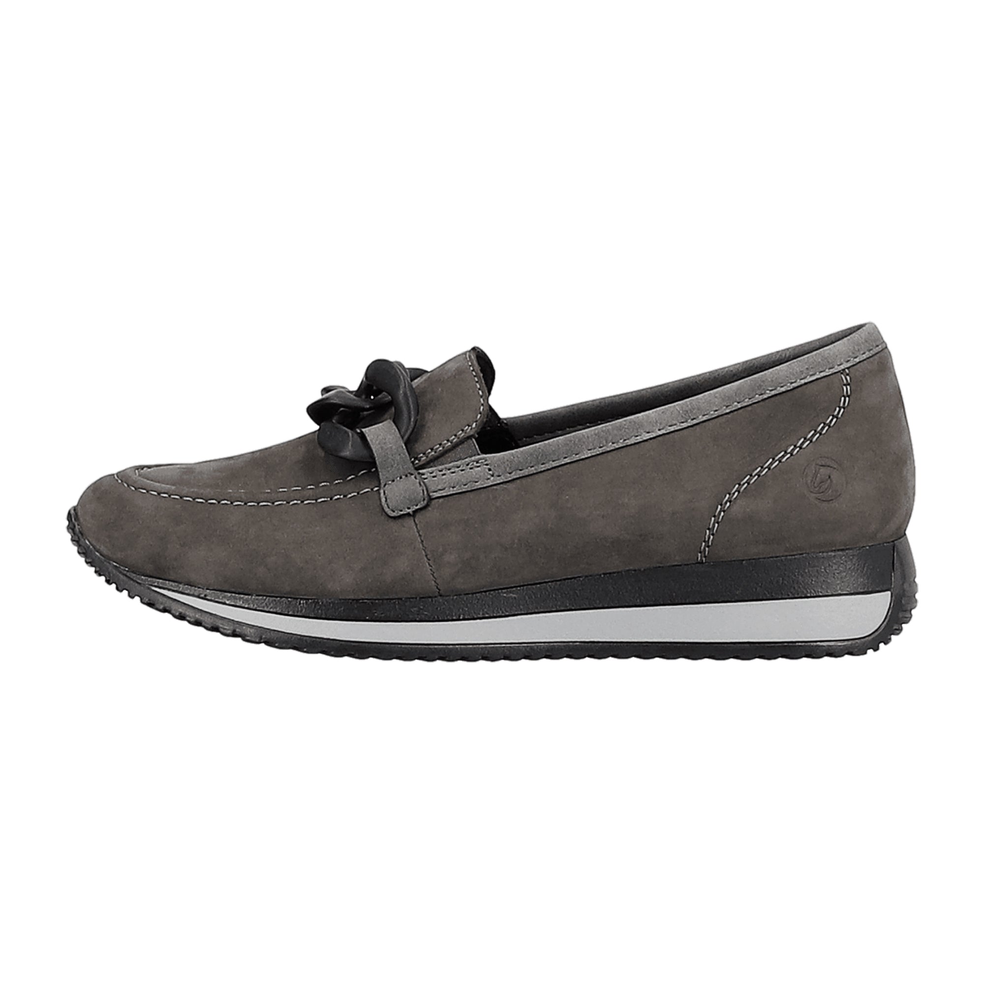 Remonte Women's Grey Slip-On Shoes with Removable Insole and Wedge Heel