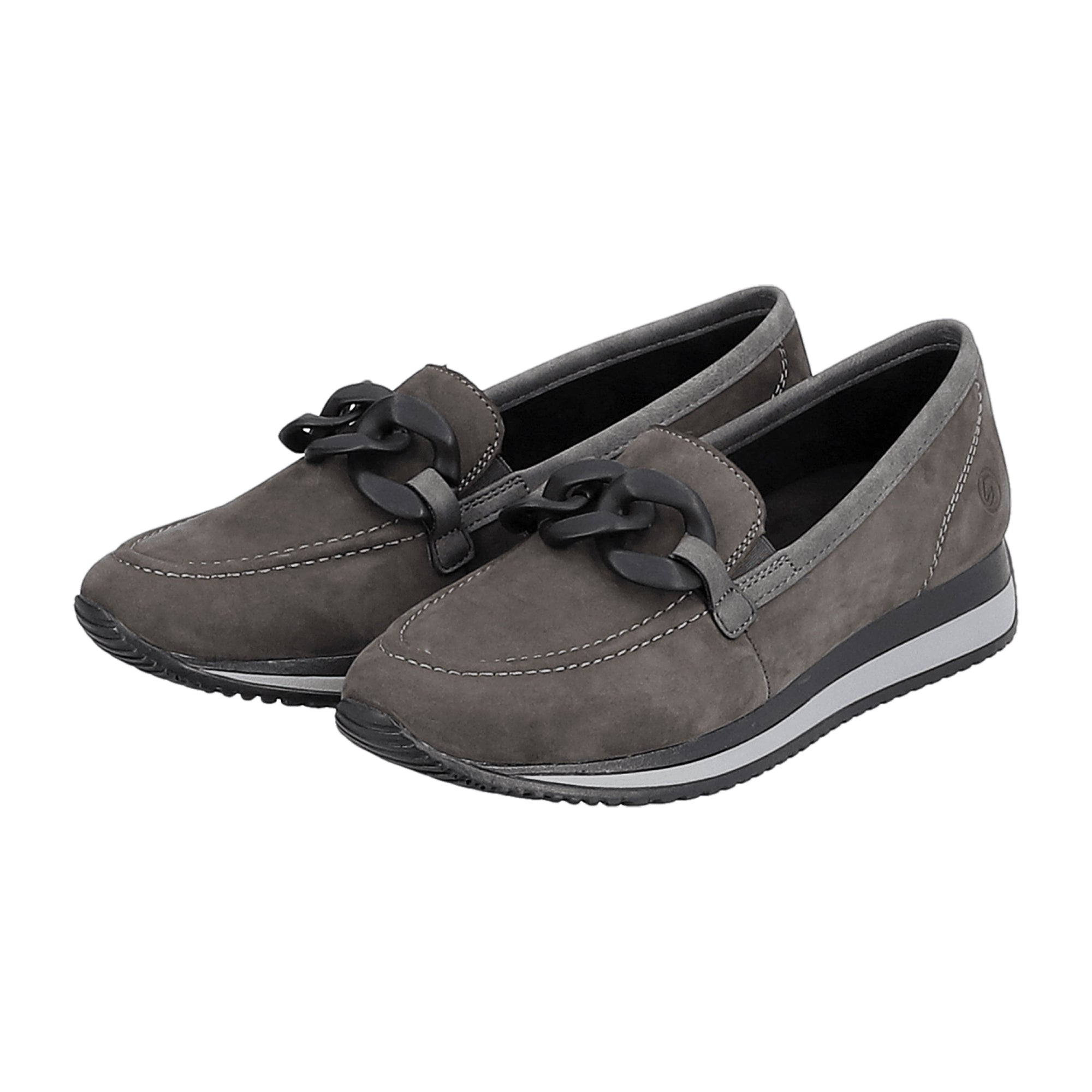 Remonte Women's Grey Slip-On Shoes with Removable Insole and Wedge Heel